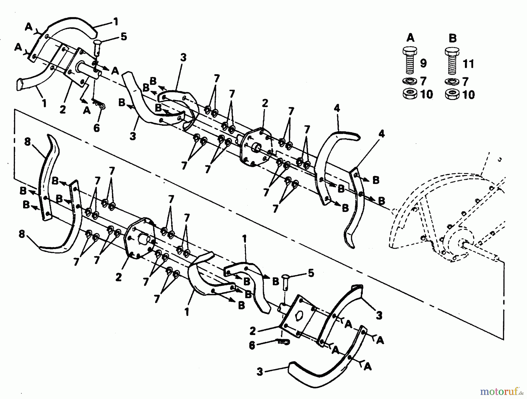 Poulan / Weed Eater Motorhacken / Kultivierer PPRT8K - Poulan Pro Rear-Tine Tiller TINE ASSEMBLY