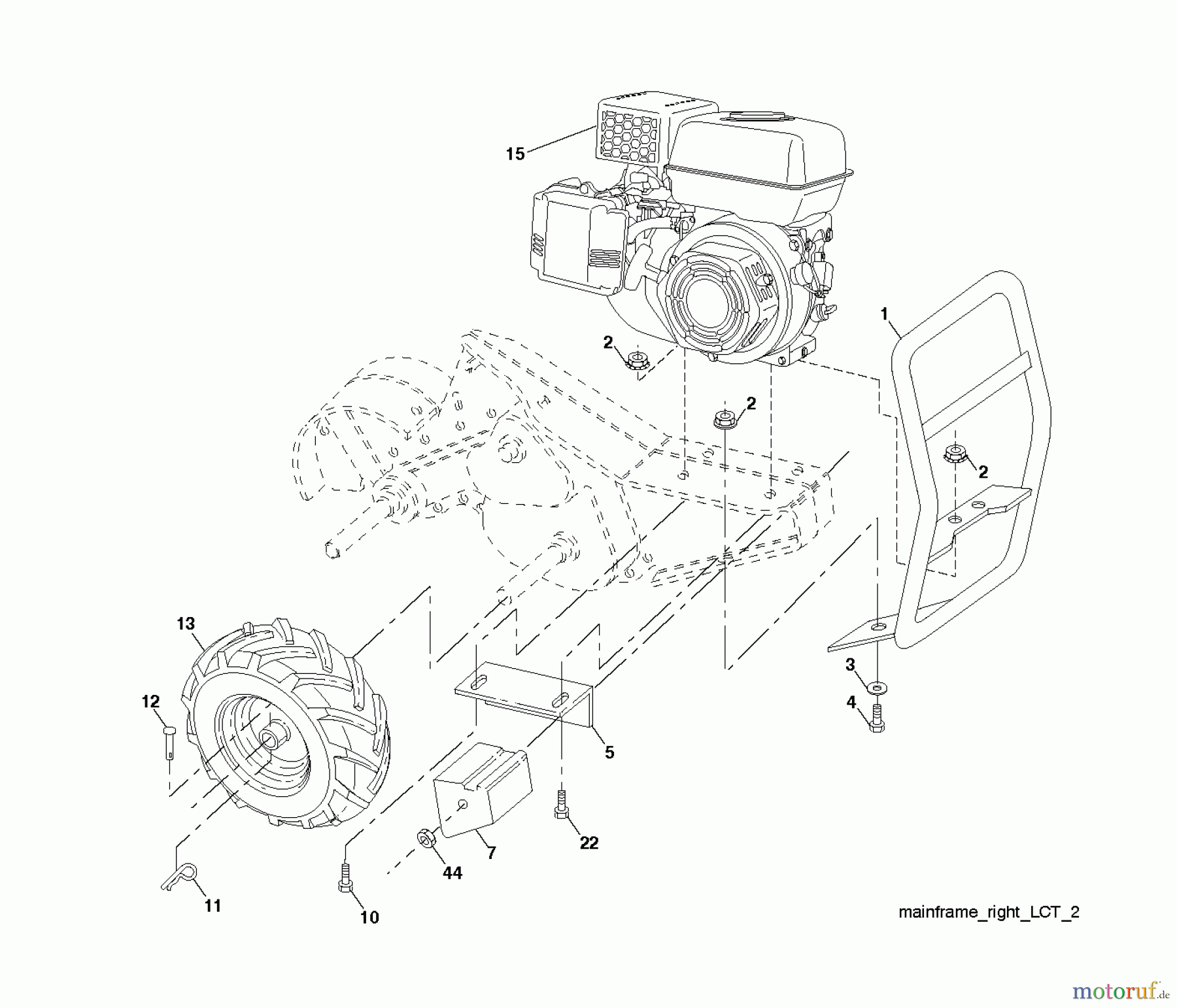 Poulan / Weed Eater Motorhacken / Kultivierer PRRT900 (96092002700) - Poulan Pro Rear-Tine Tiller (2011-01) MAINFRAME RIGHT SIDE