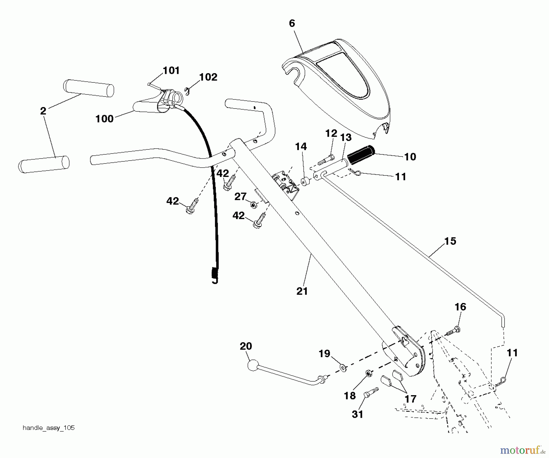 Poulan / Weed Eater Motorhacken / Kultivierer PRRT900 (96092003000) - Poulan Pro Rear-Tine Tiller (2011-11) HANDLE