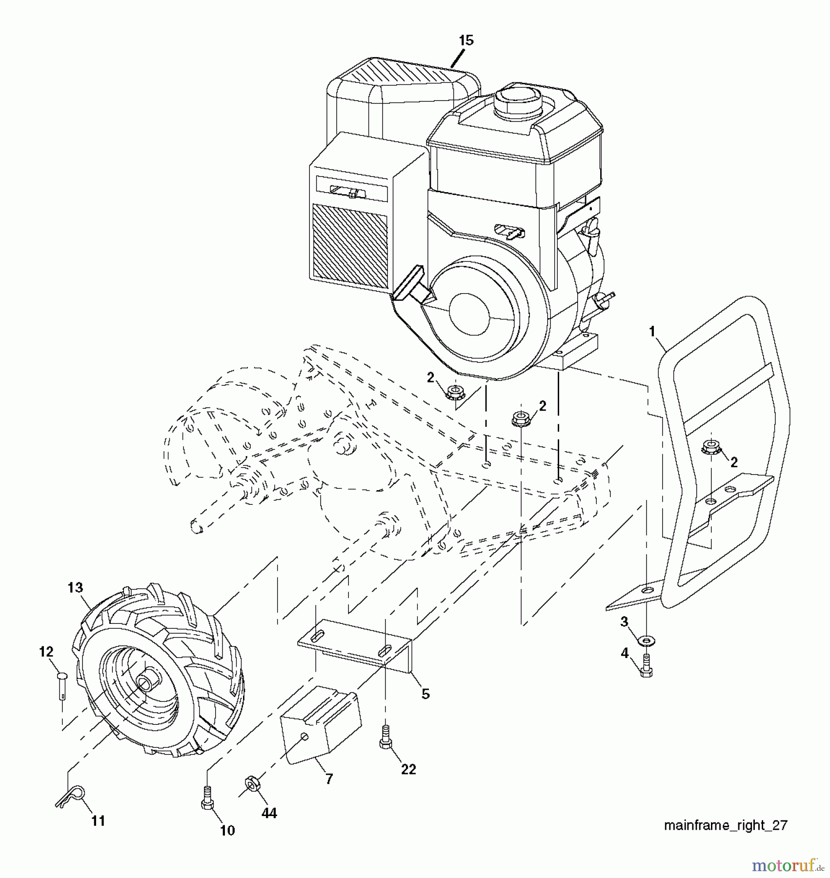 Poulan / Weed Eater Motorhacken / Kultivierer PRRT900 (96092003000) - Poulan Pro Rear-Tine Tiller (2011-11) MAINFRAME RIGHT SIDE