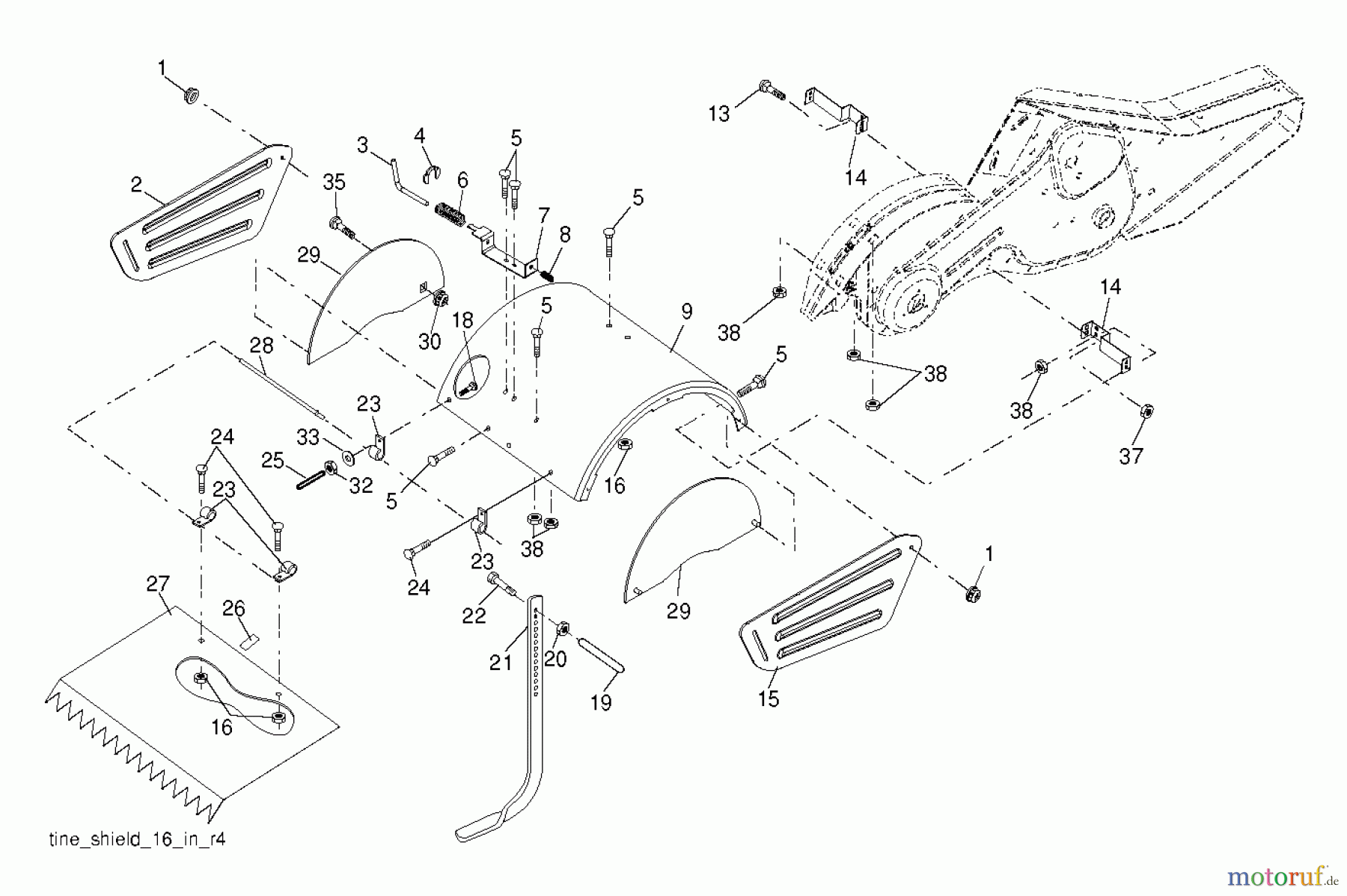 Poulan / Weed Eater Motorhacken / Kultivierer PRRT900 (96092003000) - Poulan Pro Rear-Tine Tiller (2011-11) TINE SHIELD