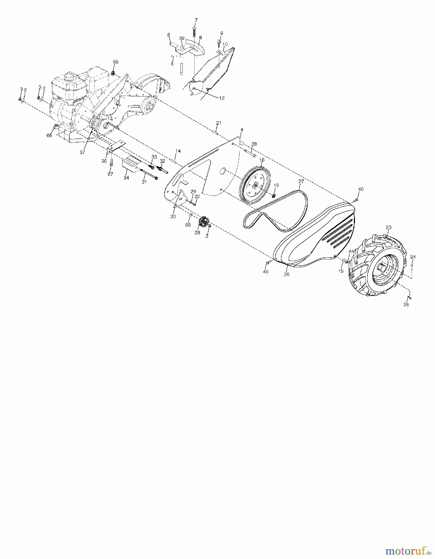 Poulan / Weed Eater Motorhacken / Kultivierer RT900 (96092002600) - Poulan Pro Rear-Tine Tiller (2010-12) MAINFRAME LEFT SIDE