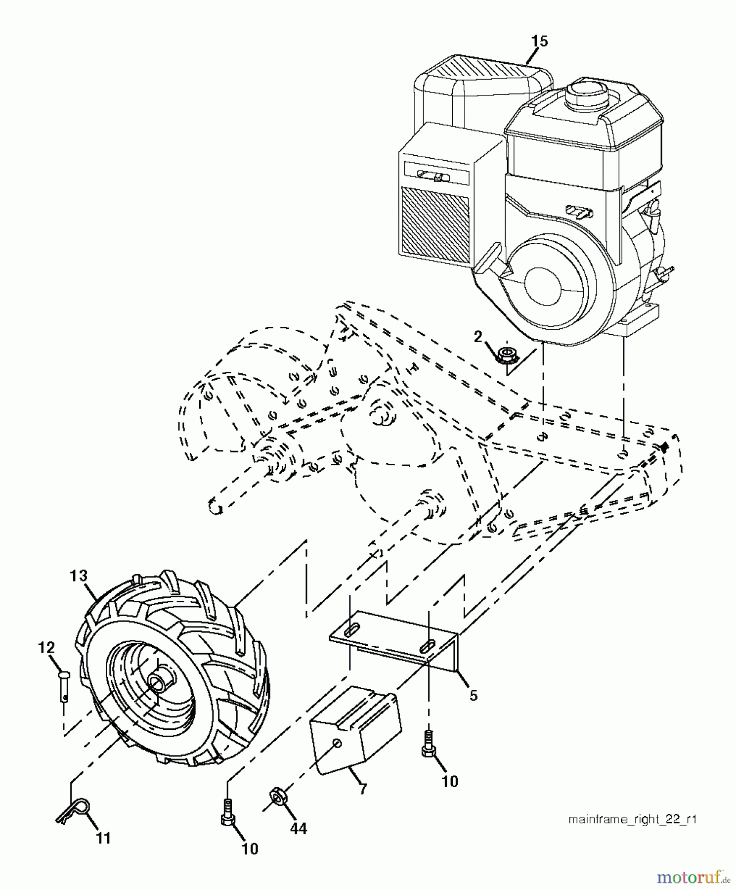 Poulan / Weed Eater Motorhacken / Kultivierer RT900 (96092002900) - Poulan Pro Rear-Tine Tiller (2011-10) MAINFRAME RIGHT SIDE