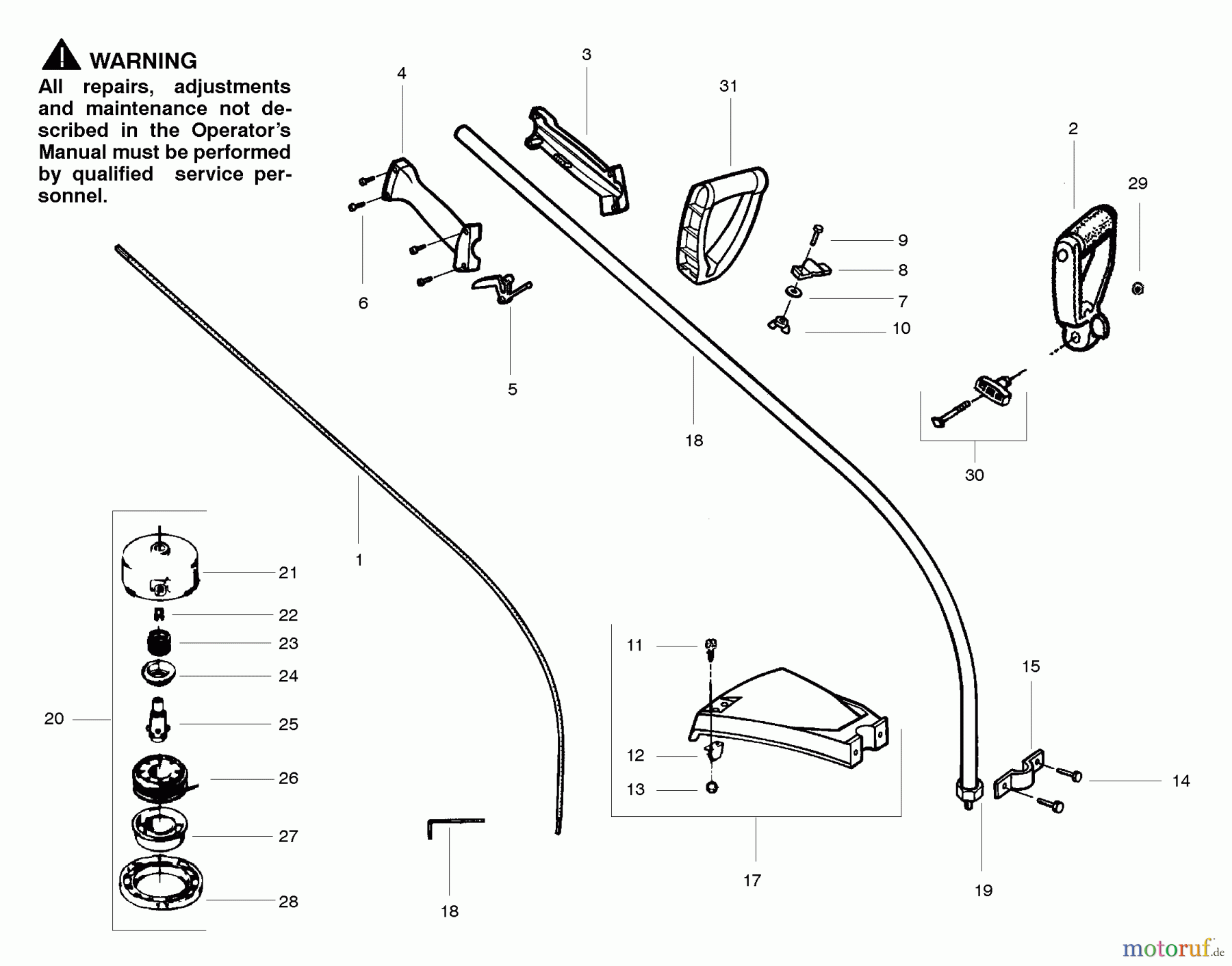 Poulan / Weed Eater Motorsensen, Trimmer 112 - Poulan Pro String Trimmer Handle & Shaft Assy.