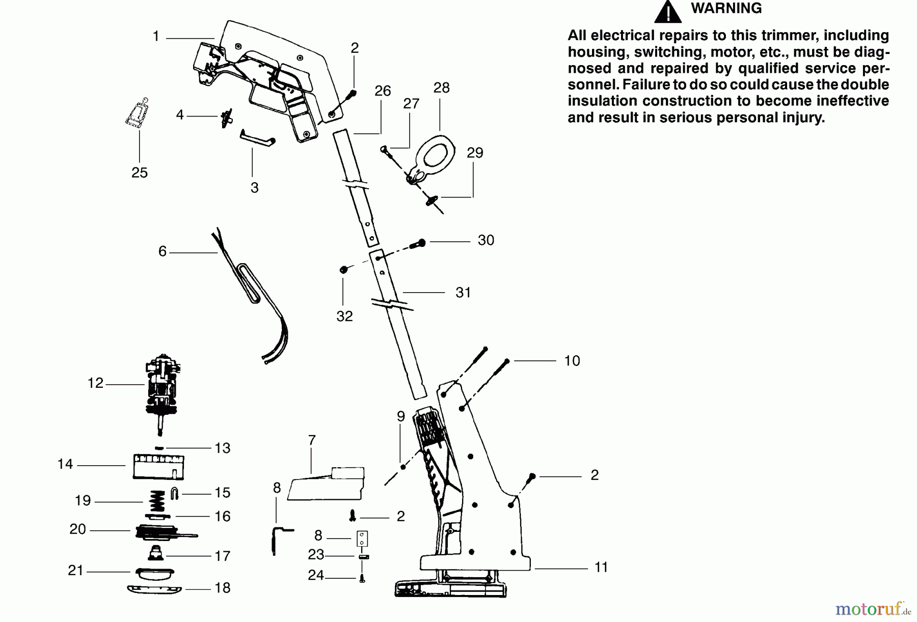 Poulan / Weed Eater Motorsensen, Trimmer 1212 - Weed Eater Electric Trimmer Trimmer Assembly