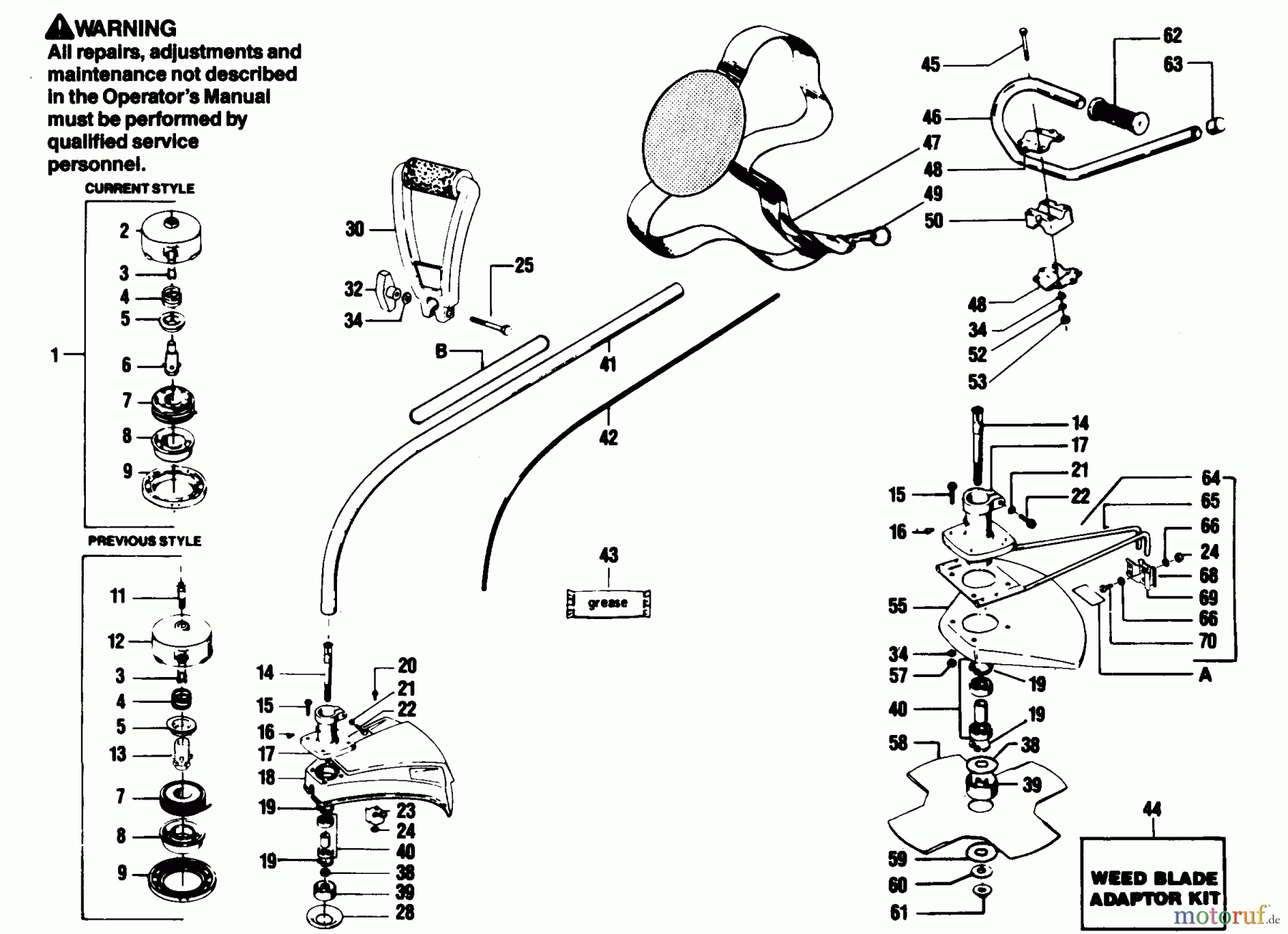 Poulan / Weed Eater Motorsensen, Trimmer 1700 - Weed Eater String Trimmer CUTTING HEAD & DRIVE SHAFT