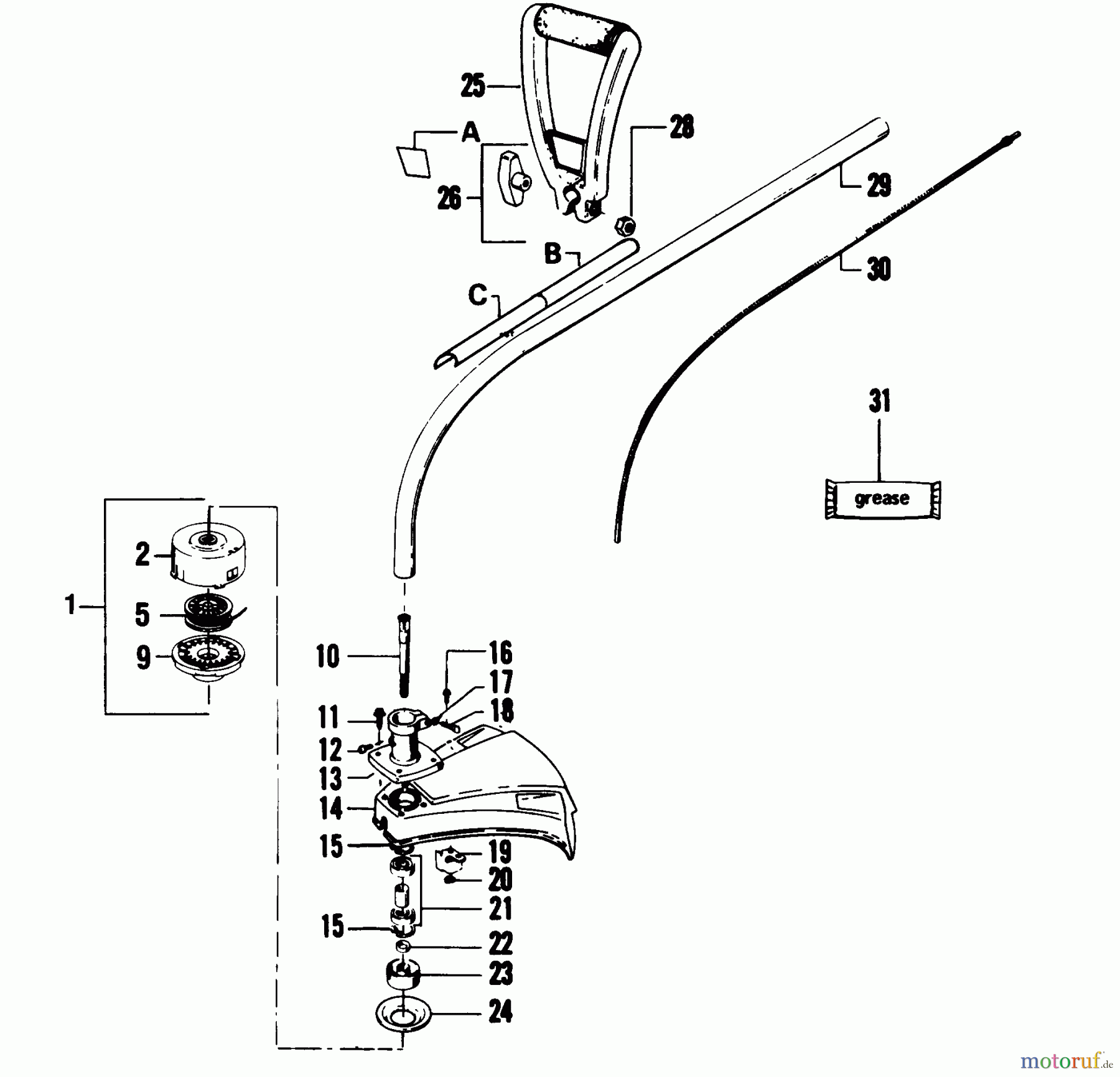 Poulan / Weed Eater Motorsensen, Trimmer 1700A - Weed Eater String Trimmer CUTTING HEAD ASSEMBLY