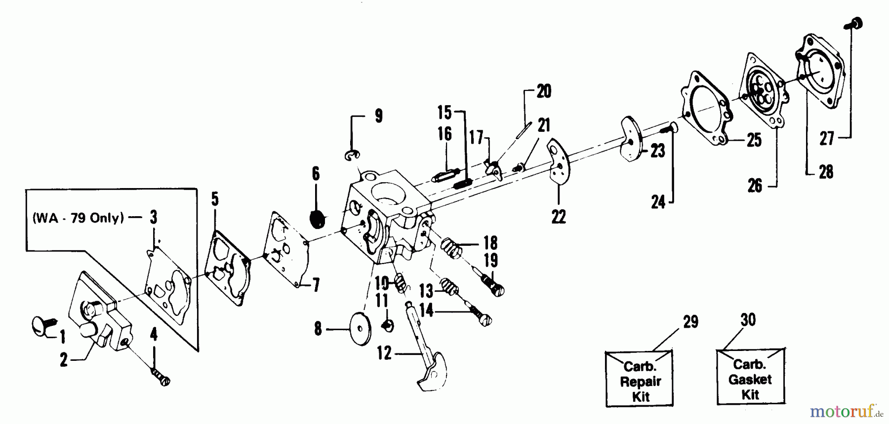 Poulan / Weed Eater Motorsensen, Trimmer 2615 - Weed Eater String Trimmer CARBURETORS WA-149 & WA-79 BREAKDOWN