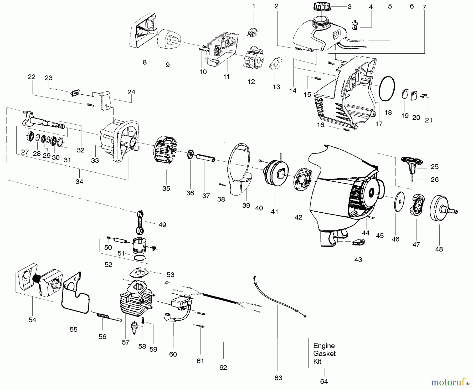 Poulan / Weed Eater Motorsensen, Trimmer 31WG - Weed Eater WeedN Go String Trimmer Engine
