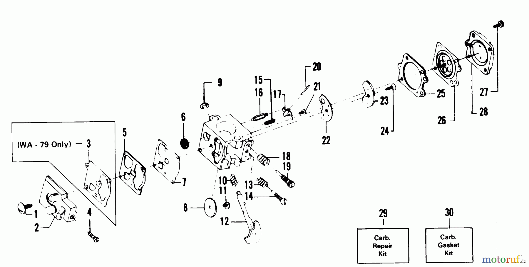 Poulan / Weed Eater Motorsensen, Trimmer 4500 - Weed Eater String Trimmer CARBURETORS WA-79 & WA-149 BREAKDOWN