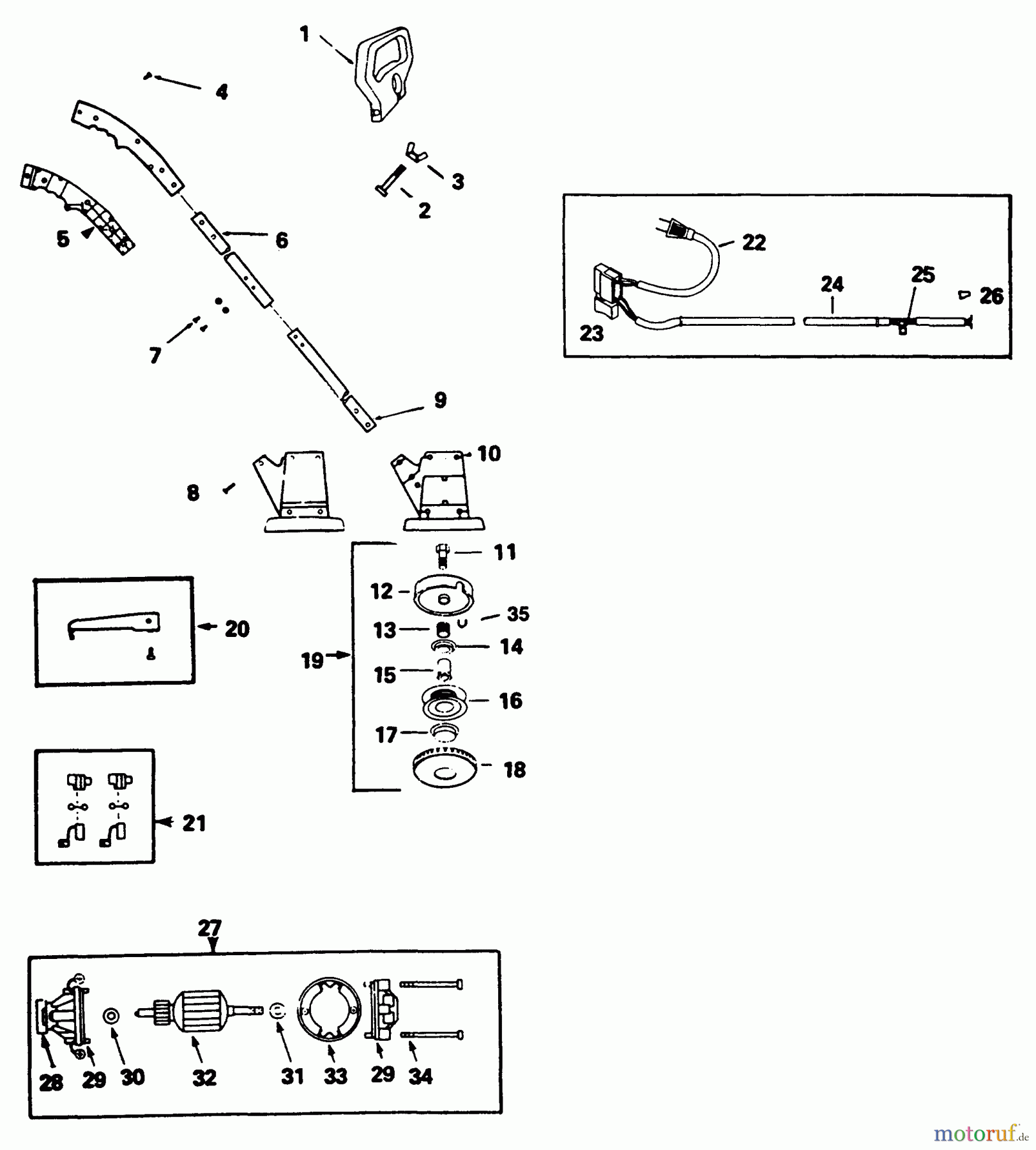 Poulan / Weed Eater Motorsensen, Trimmer 509 (Type 1) - Weed Eater Electric Trimmer Electric Trimmer Assembly Type 1