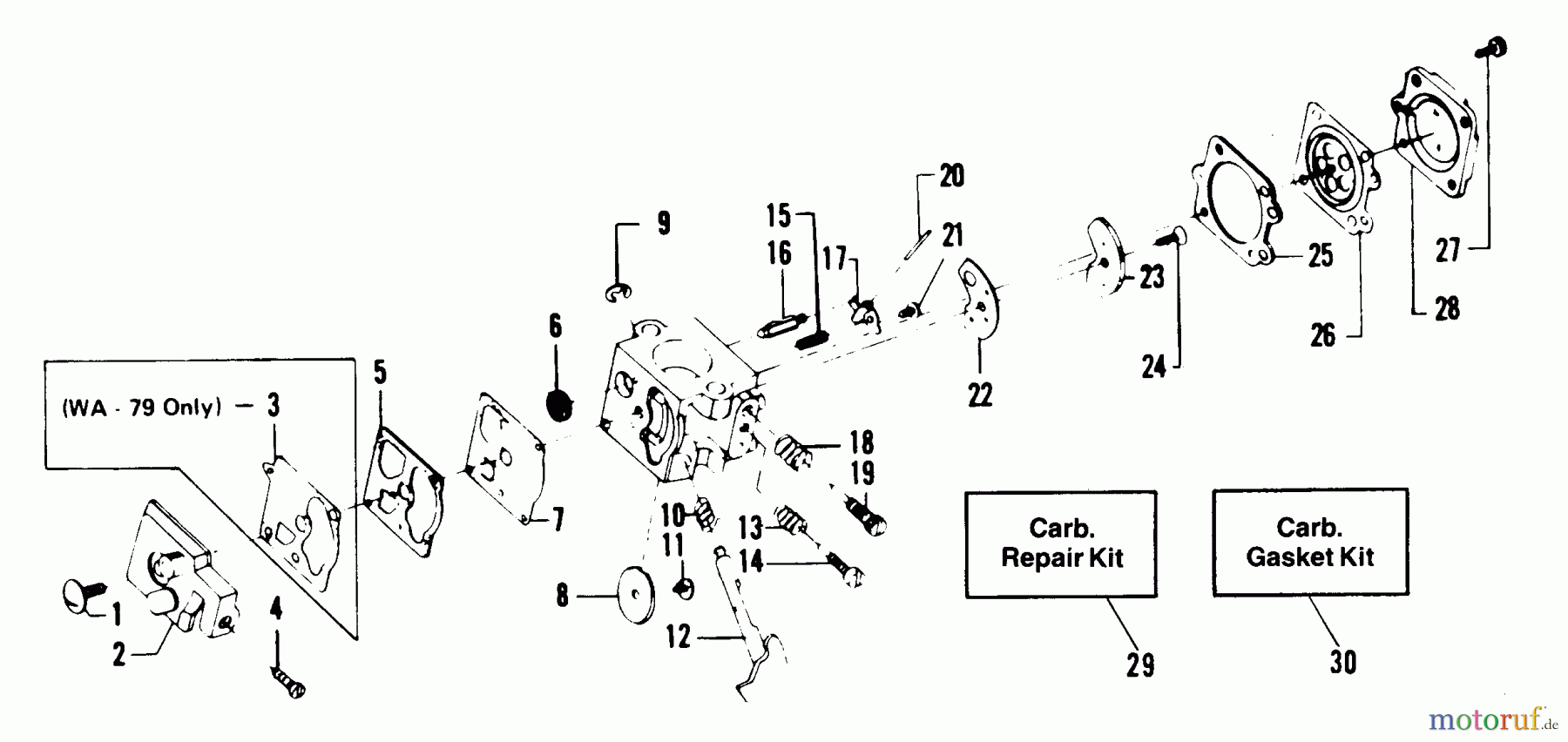 Poulan / Weed Eater Motorsensen, Trimmer 5500 - Weed Eater String Trimmer CARBURETOR WA-149 & WA-79 BREAKDOWN
