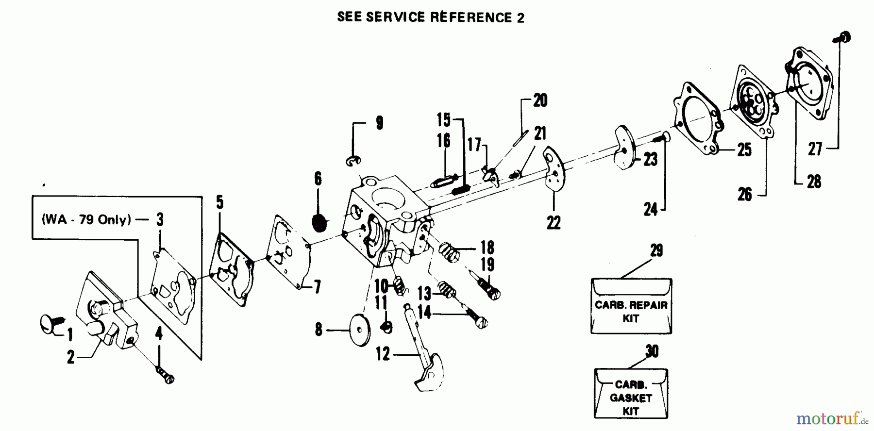 Poulan / Weed Eater Motorsensen, Trimmer 6510 - Weed Eater String Trimmer CARBURETOR WA-149, WA-79 BREAKDOWN