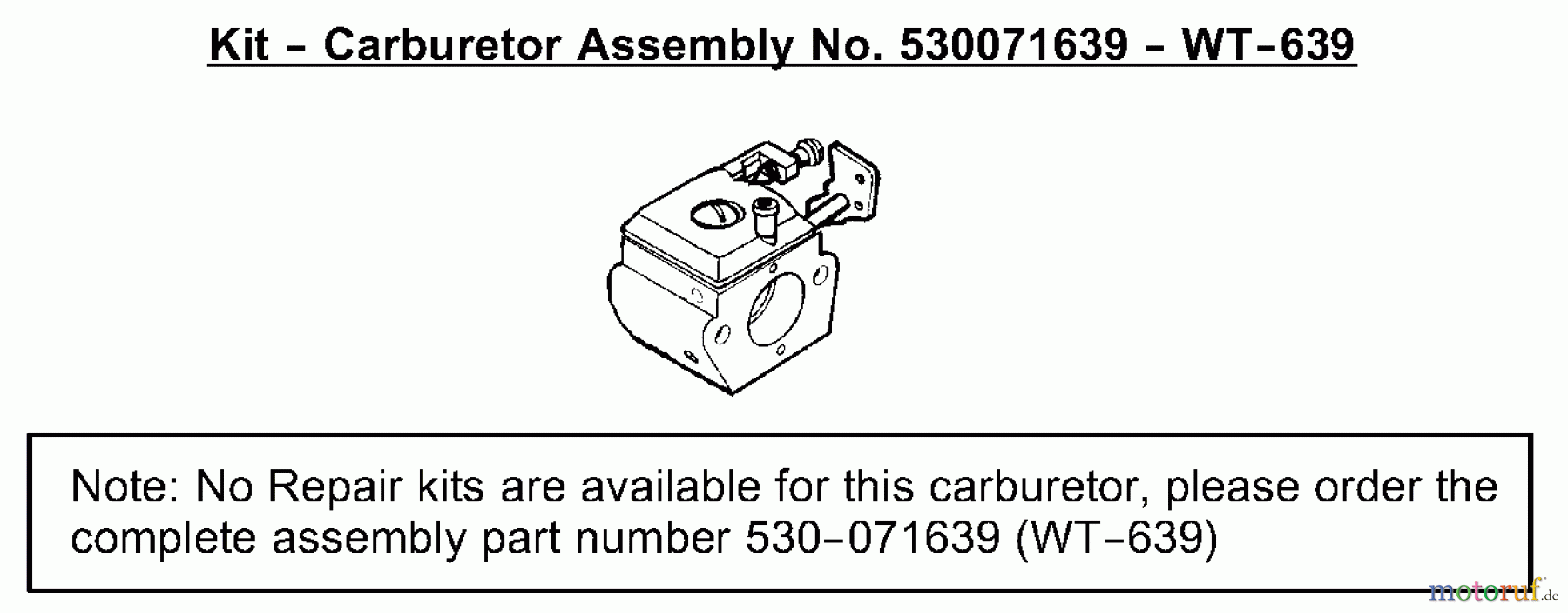 Poulan / Weed Eater Motorsensen, Trimmer BC2400 (Type 6) - Weed Eater String Trimmer Carburetor Assembly (WT639) 530071639