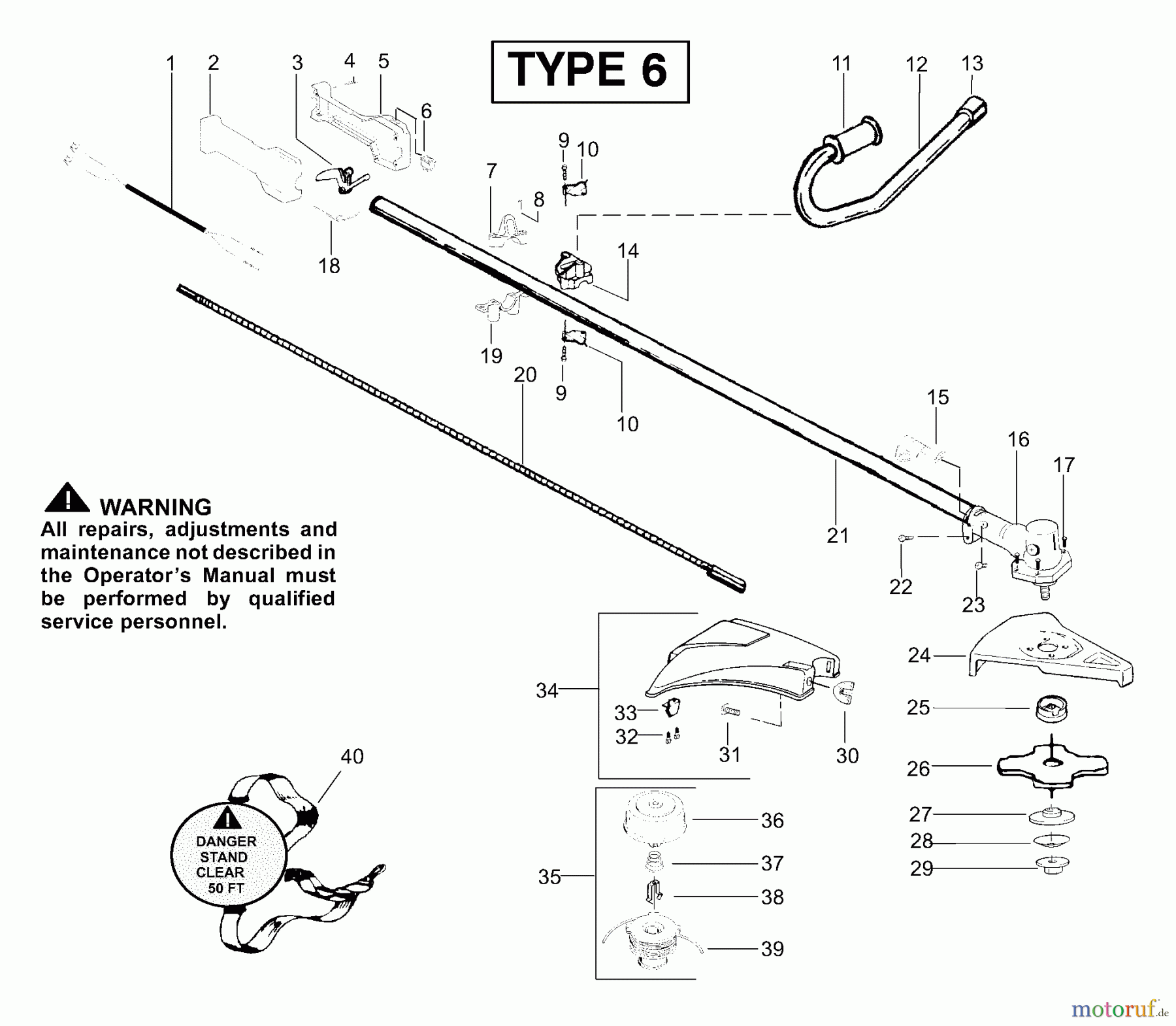Poulan / Weed Eater Motorsensen, Trimmer BC2400 (Type 6) - Weed Eater String Trimmer Handle, Chassis & Bar Assembly Type 6