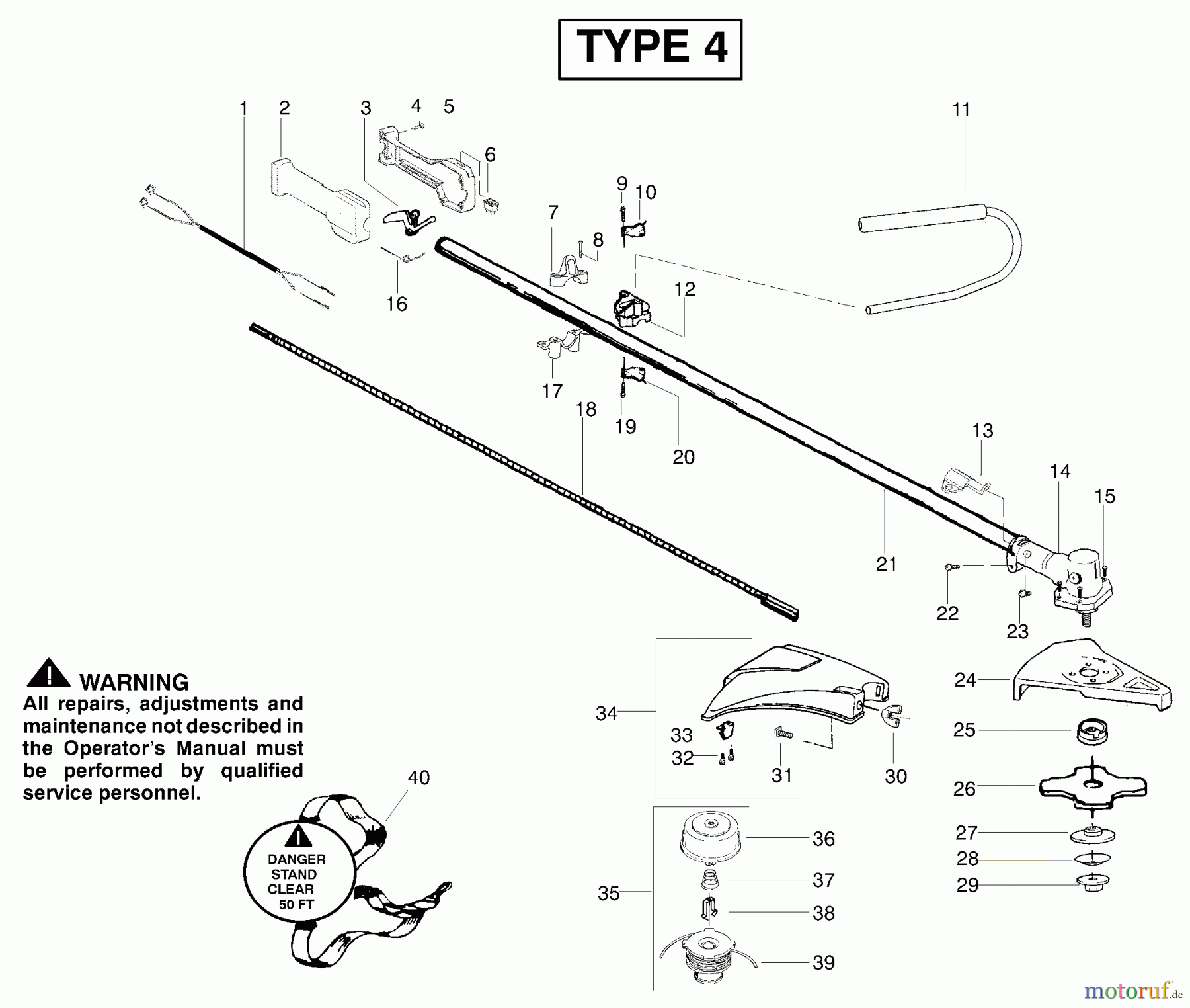 Poulan / Weed Eater Motorsensen, Trimmer BC2500LE (Type 4) - Weed Eater String Trimmer Handle & Driveshaft Assembly Type 4