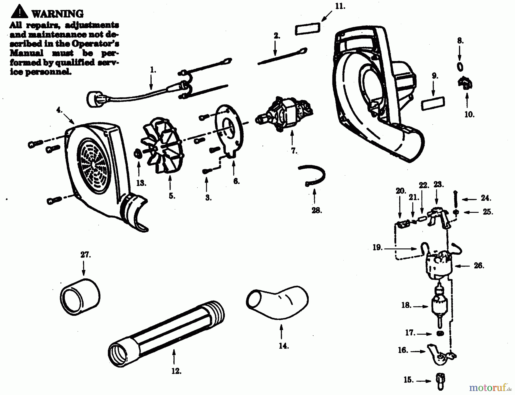 Poulan / Weed Eater Bläser / Sauger / Häcksler / Mulchgeräte PB95 - Paramount Electric Blower BLOWER ASSEMBLY