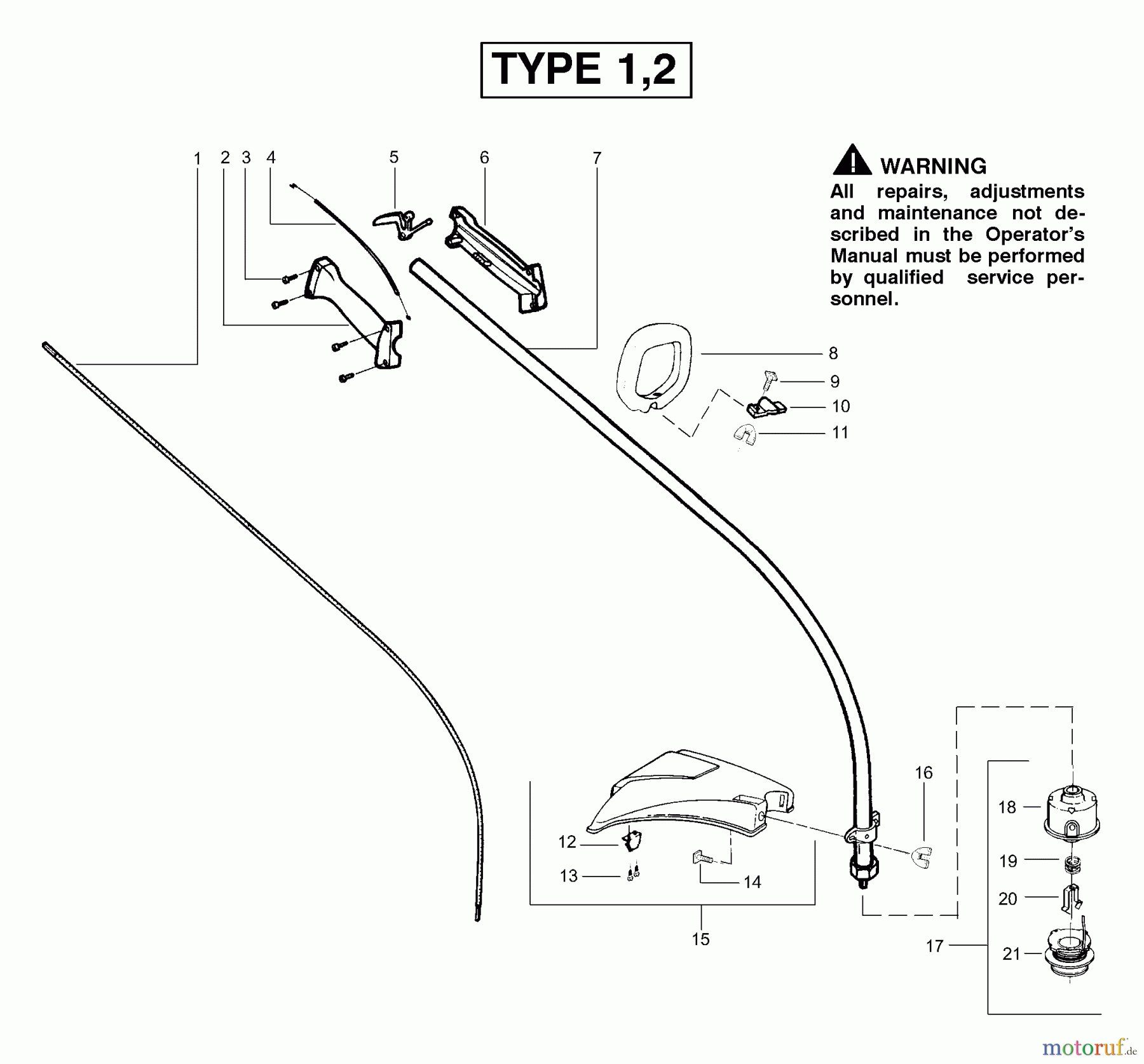 Poulan / Weed Eater Motorsensen, Trimmer FL25LE (Type 2) - Weed Eater Featherlite LE String Trimmer Handle & Shaft Assembly