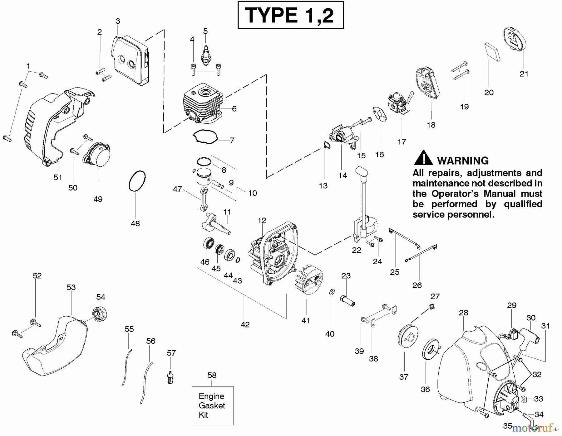  Poulan / Weed Eater Motorsensen, Trimmer FX26 (Type 2) - Weed Eater Featherlite String Trimmer Engine