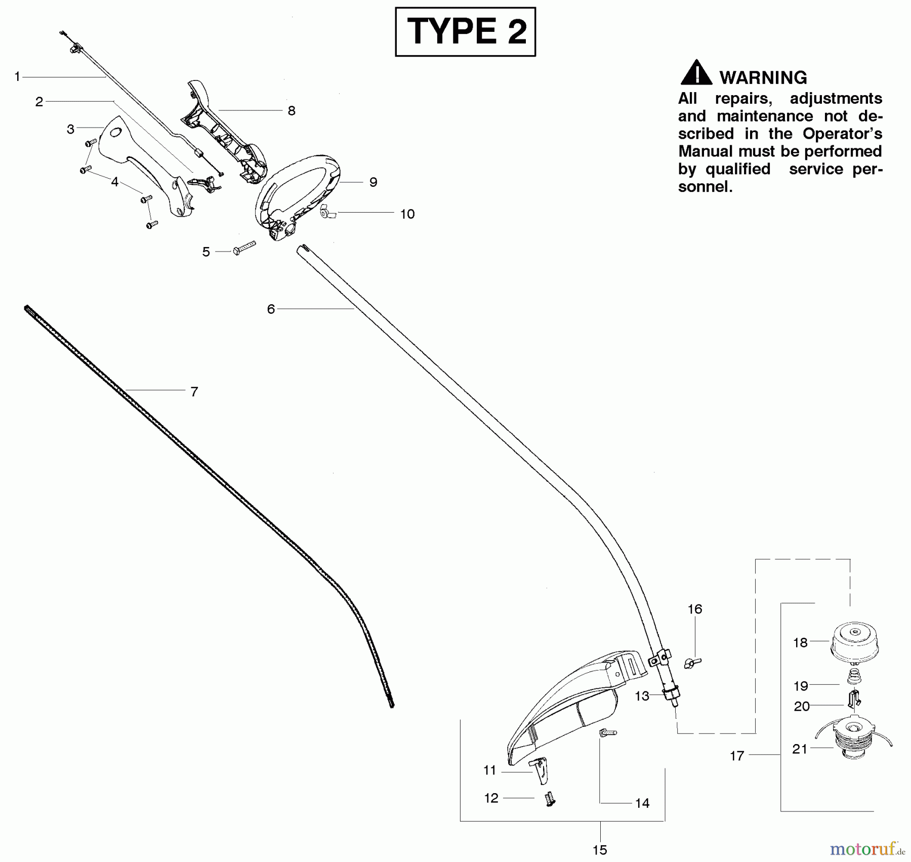 Poulan / Weed Eater Motorsensen, Trimmer FX26 (Type 2) - Weed Eater Featherlite String Trimmer Shaft Type 2