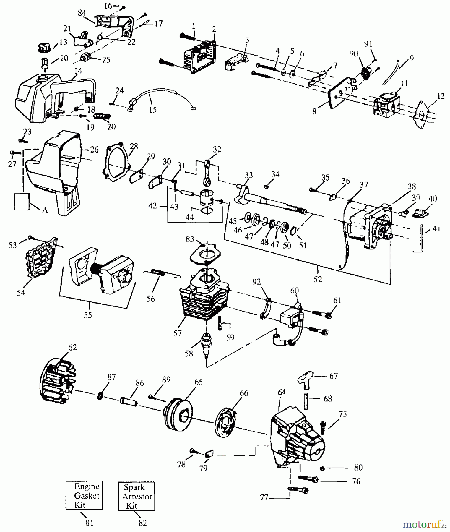 Poulan / Weed Eater Motorsensen, Trimmer GTI17LE - Weed Eater String Trimmer Engine Assy