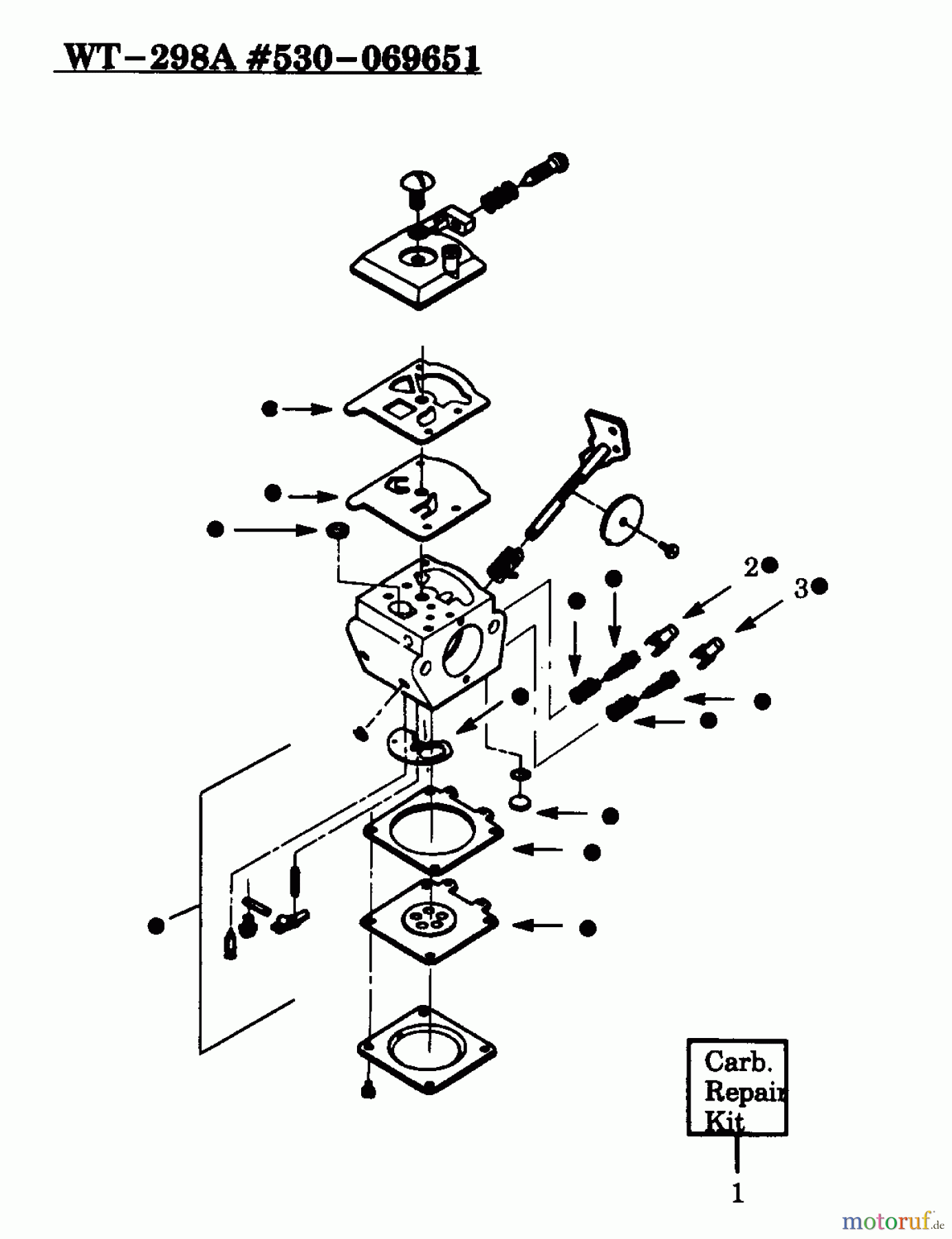 Poulan / Weed Eater Motorsensen, Trimmer GTI17T - Weed Eater String Trimmer CARBURETOR WT - 298A GTI 17T TYPE 2 & 3
