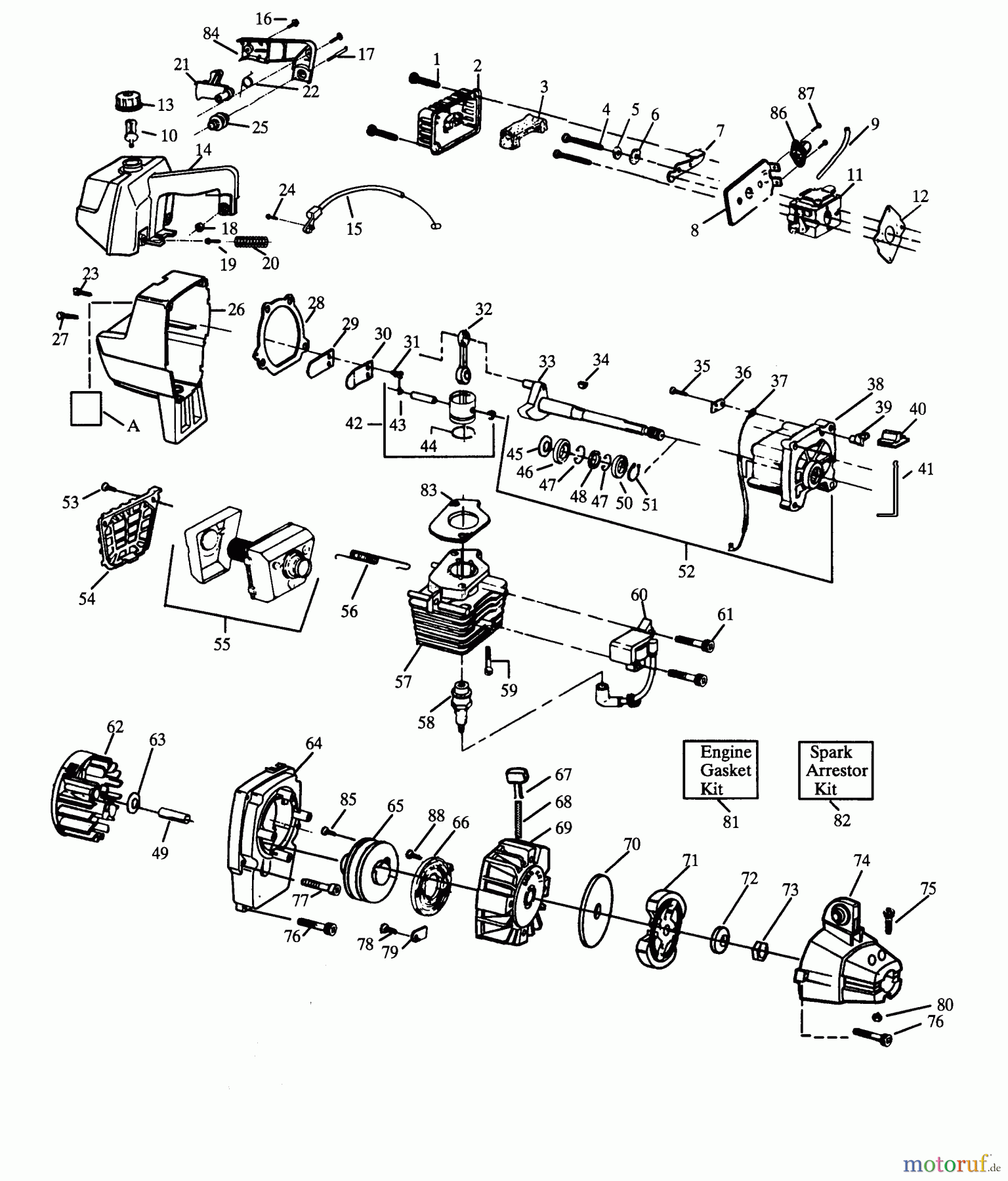 Poulan / Weed Eater Motorsensen, Trimmer GTI18KT - Weed Eater String Trimmer POWER UNIT