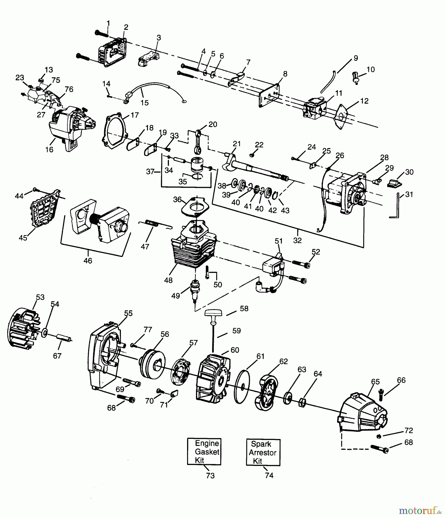 Poulan / Weed Eater Motorsensen, Trimmer HP30 - Weed Eater String Trimmer ENGINE BLOCK & SHROUD