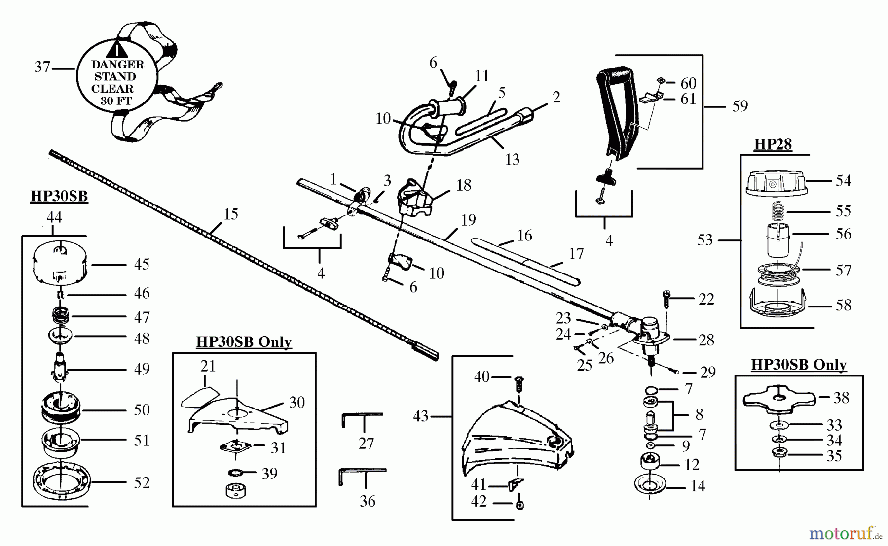 Poulan / Weed Eater Motorsensen, Trimmer HP30SB - Weed Eater String Trimmer Cutting Head & Drive Assembly