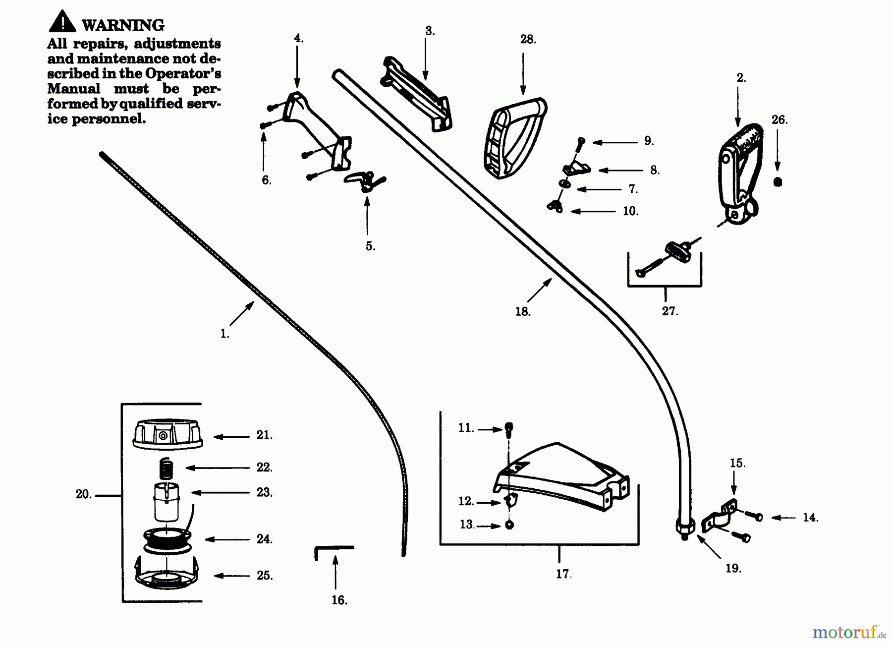 Poulan / Weed Eater Motorsensen, Trimmer LT7000 - Weed Eater String Trimmer DRIVE SHAFT & CUTTING HEAD