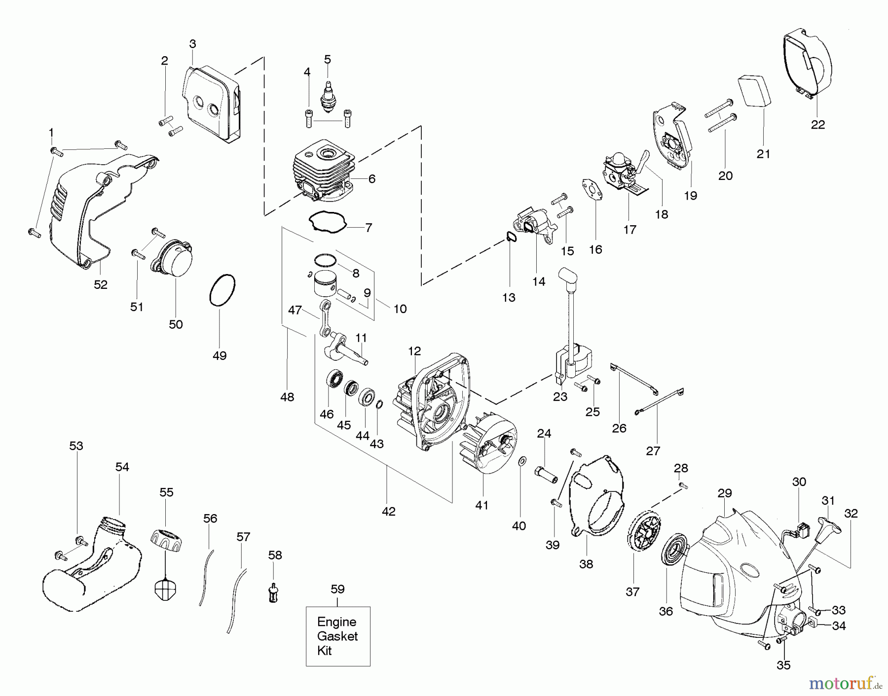 Poulan / Weed Eater Motorsensen, Trimmer MX557 - Weed Eater String Trimmer Engine Assembly