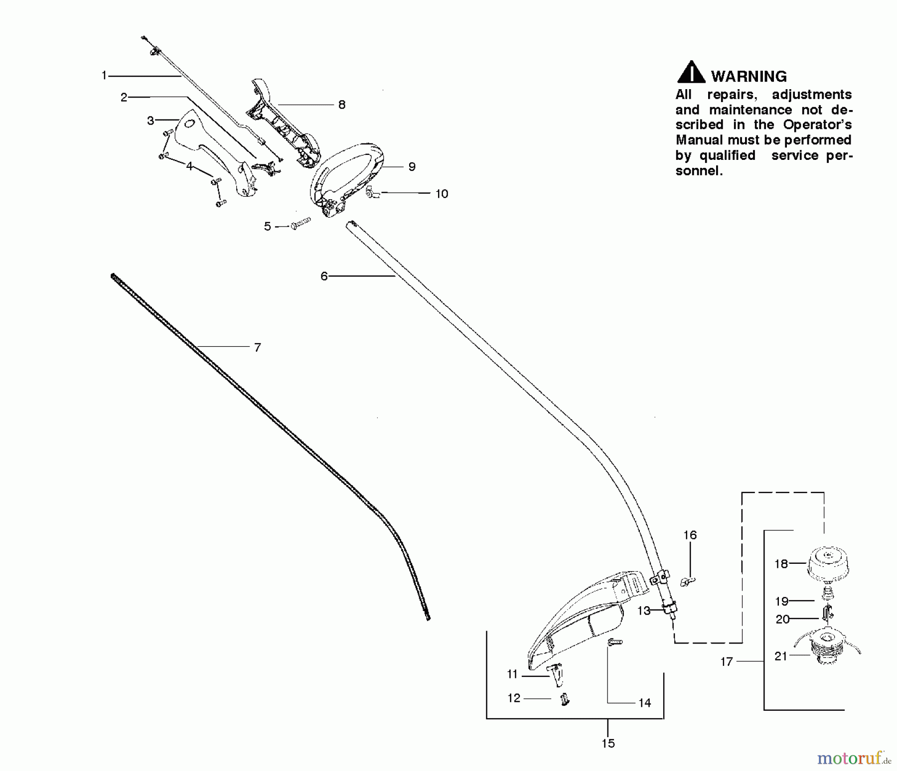 Poulan / Weed Eater Motorsensen, Trimmer P1500 (952711930) - Poulan String Trimmer (2010-04) SHAFT HANDLE