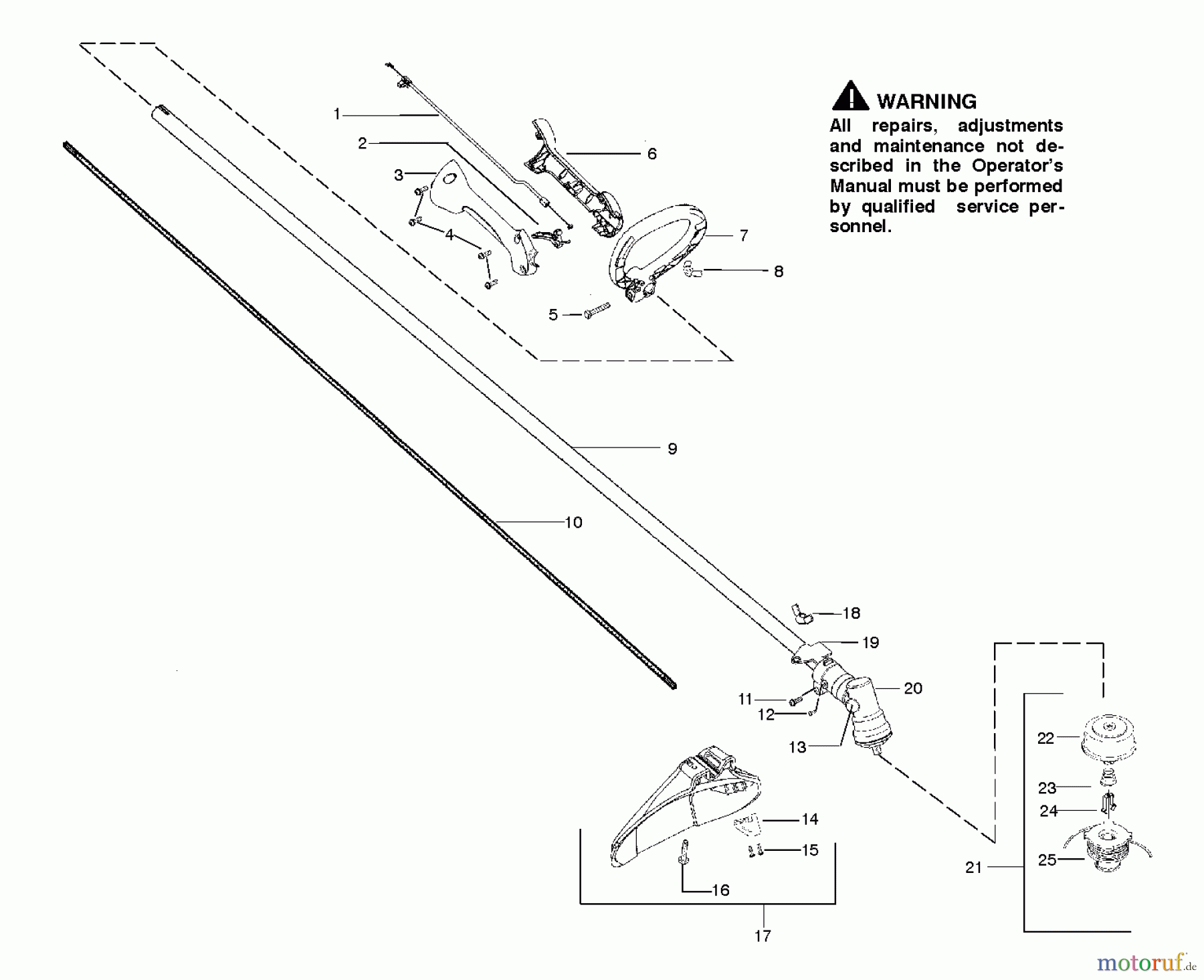 Poulan / Weed Eater Motorsensen, Trimmer P2500 (952711931) - Poulan String Trimmer (2010-08) SHAFT HANDLE