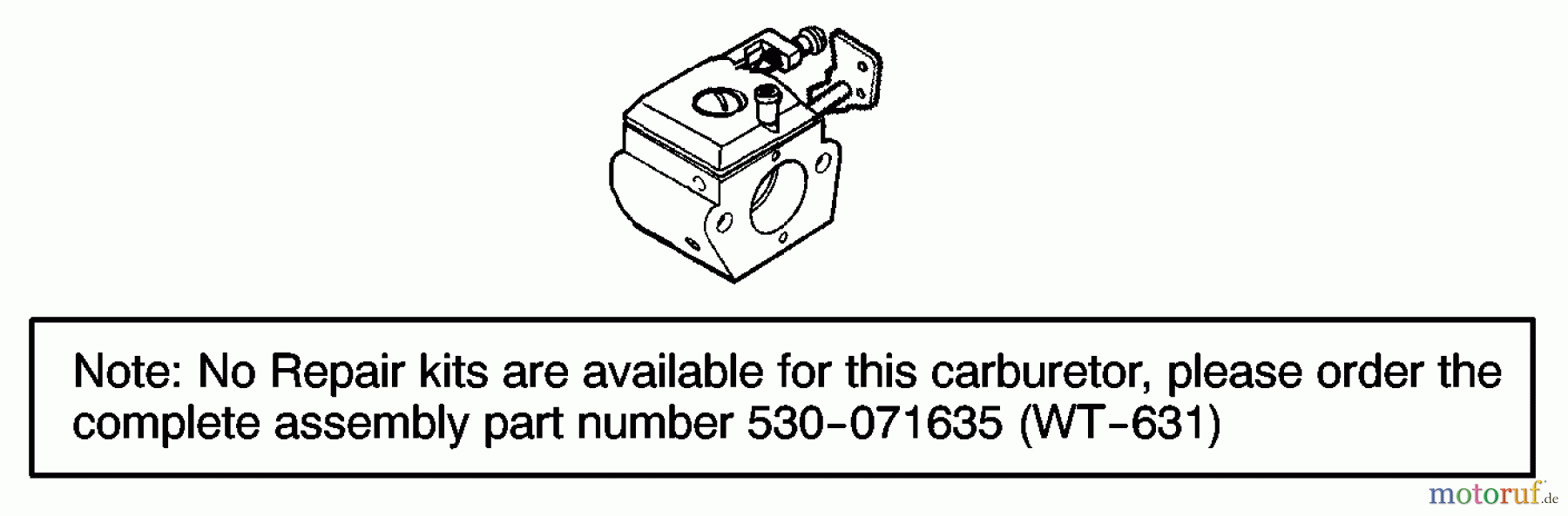 Poulan / Weed Eater Motorsensen, Trimmer PL25 (Type 1) - Poulan String Trimmer Carburetor Assembly (WT-631) 530071635
