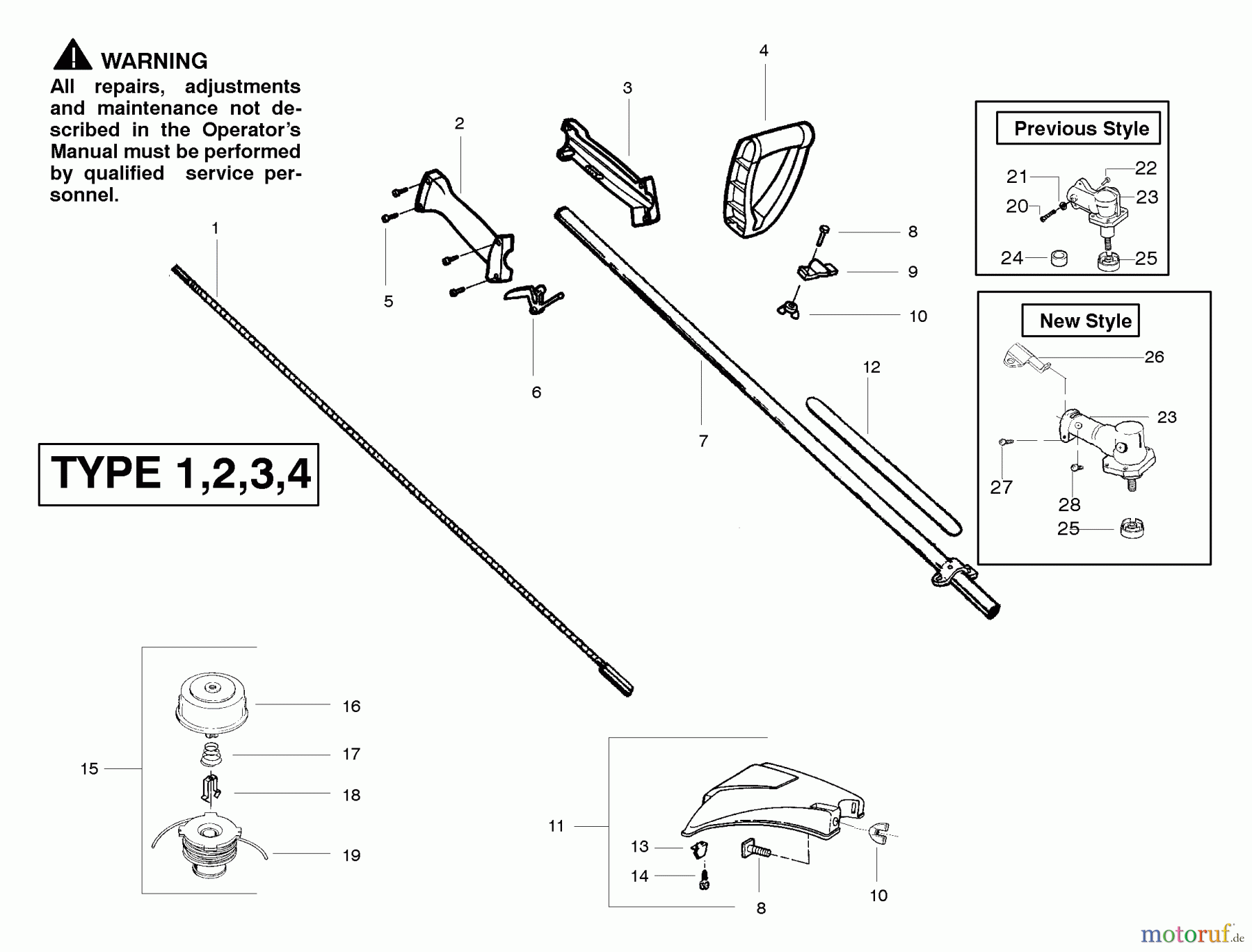 Poulan / Weed Eater Motorsensen, Trimmer PL500 (Type 2) - Weed Eater String Trimmer Handle And Shaft Assembly