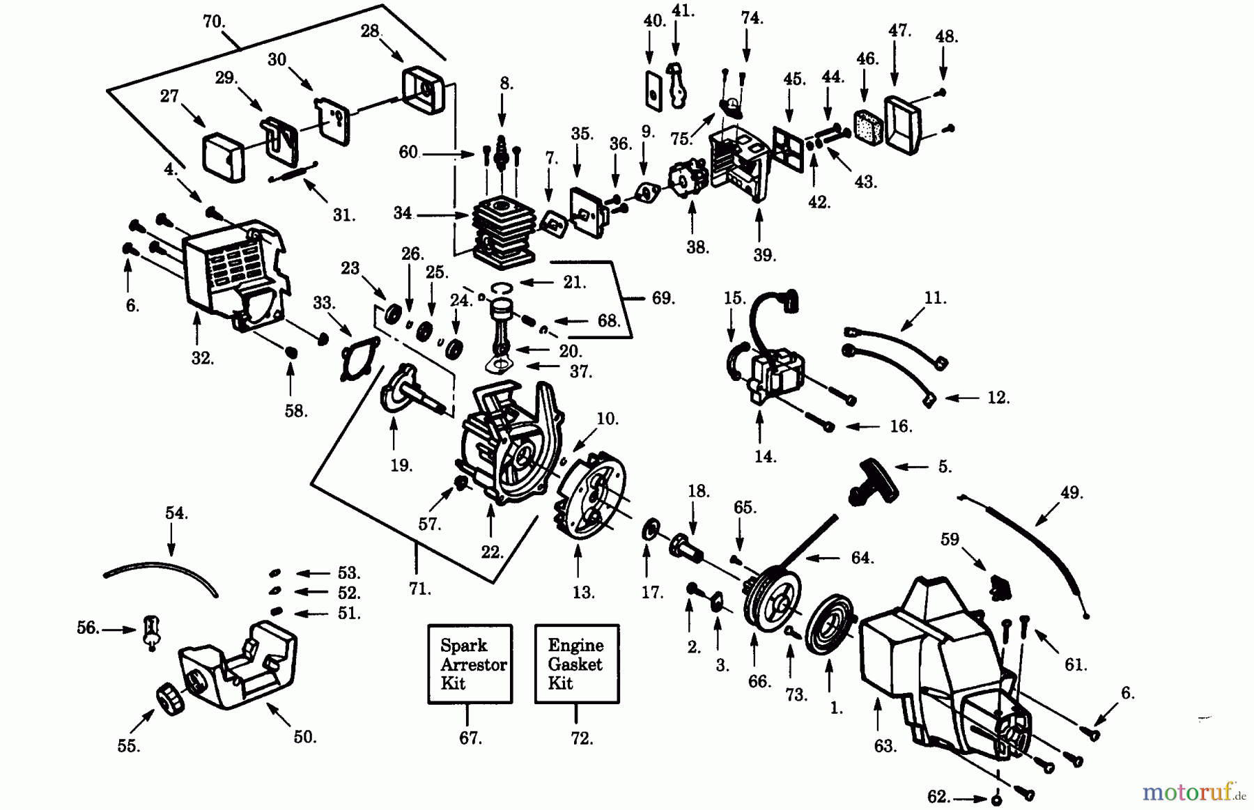 Poulan / Weed Eater Motorsensen, Trimmer PLT2145 - Paramount String Trimmer ENGINE & SHROUD