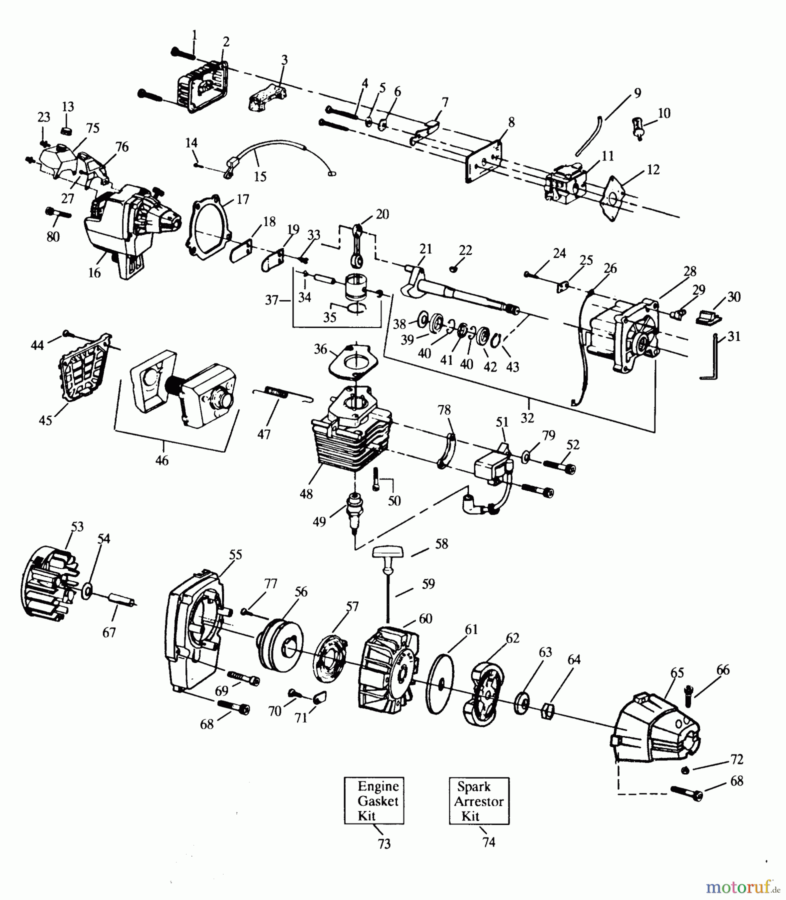 Poulan / Weed Eater Motorsensen, Trimmer PLT2248 - Paramount String Trimmer ENGINE & SHROUD
