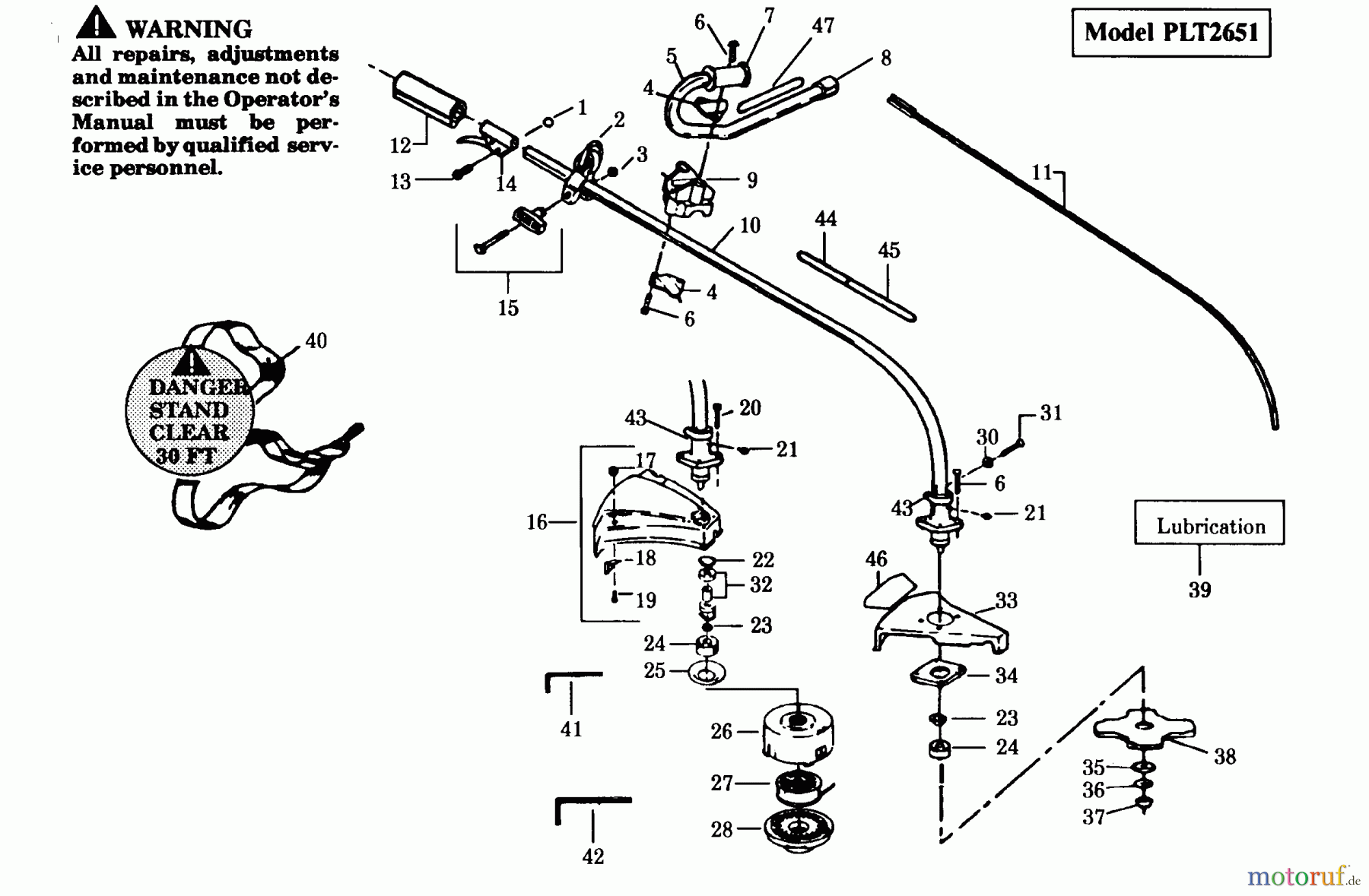 Poulan / Weed Eater Motorsensen, Trimmer PLT2651 - Paramount String Trimmer TRIMMER ASSEMBLY