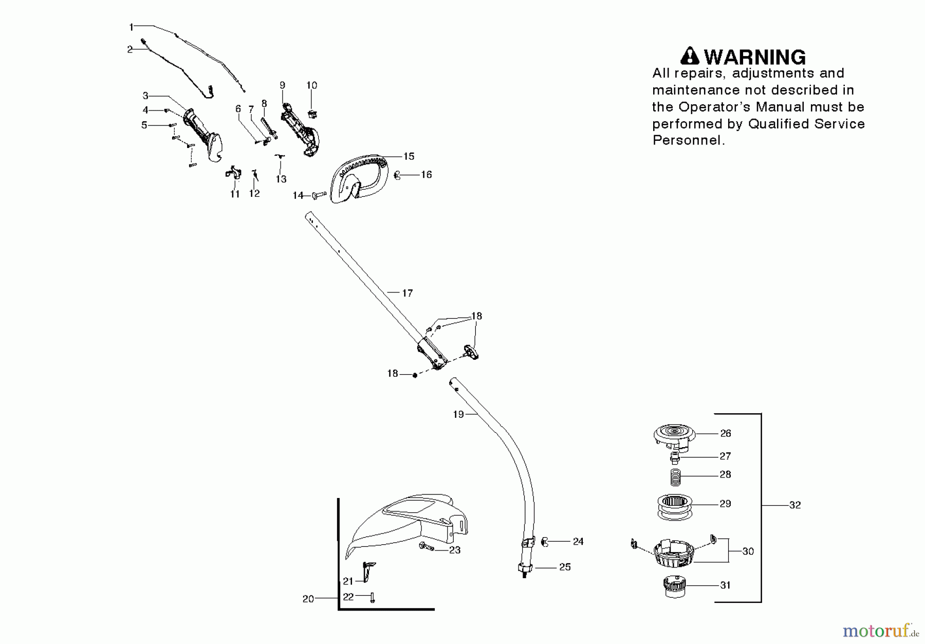 Poulan / Weed Eater Motorsensen, Trimmer PP030 (579060701) (966805501) - Poulan Pro String Trimmer (2011-10) HANDLE CONTROLS