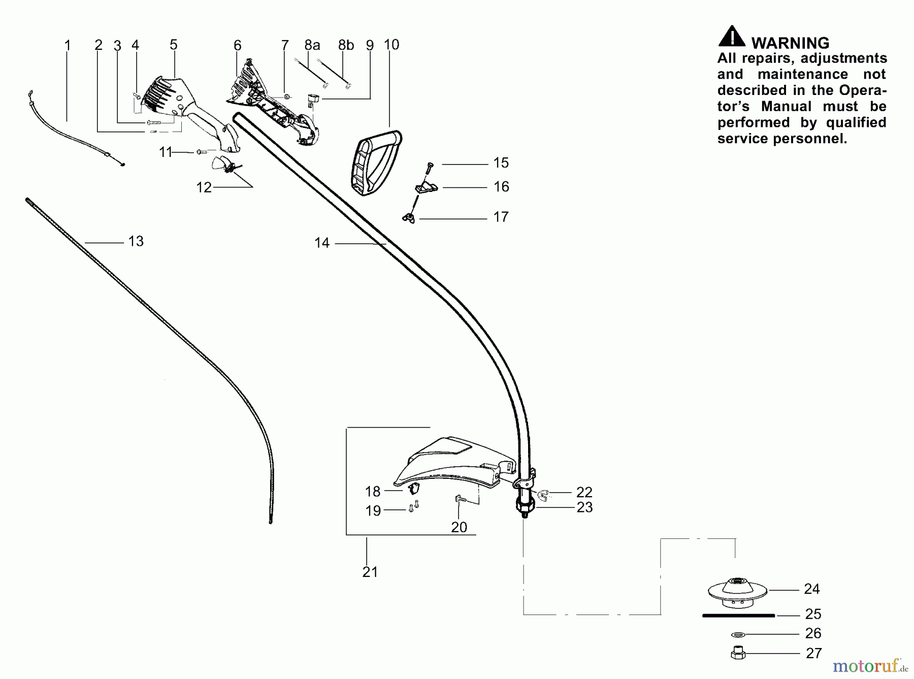 Poulan / Weed Eater Motorsensen, Trimmer PP033 - Poulan Pro String Trimmer Drive Shaft & Cutting Head