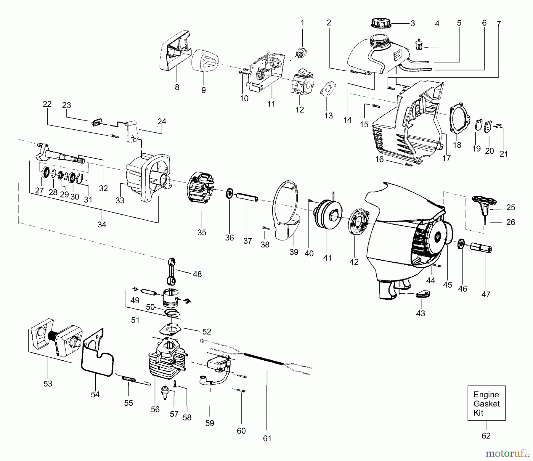 Poulan / Weed Eater Motorsensen, Trimmer PP031 - Poulan Pro String Trimmer Engine Assembly