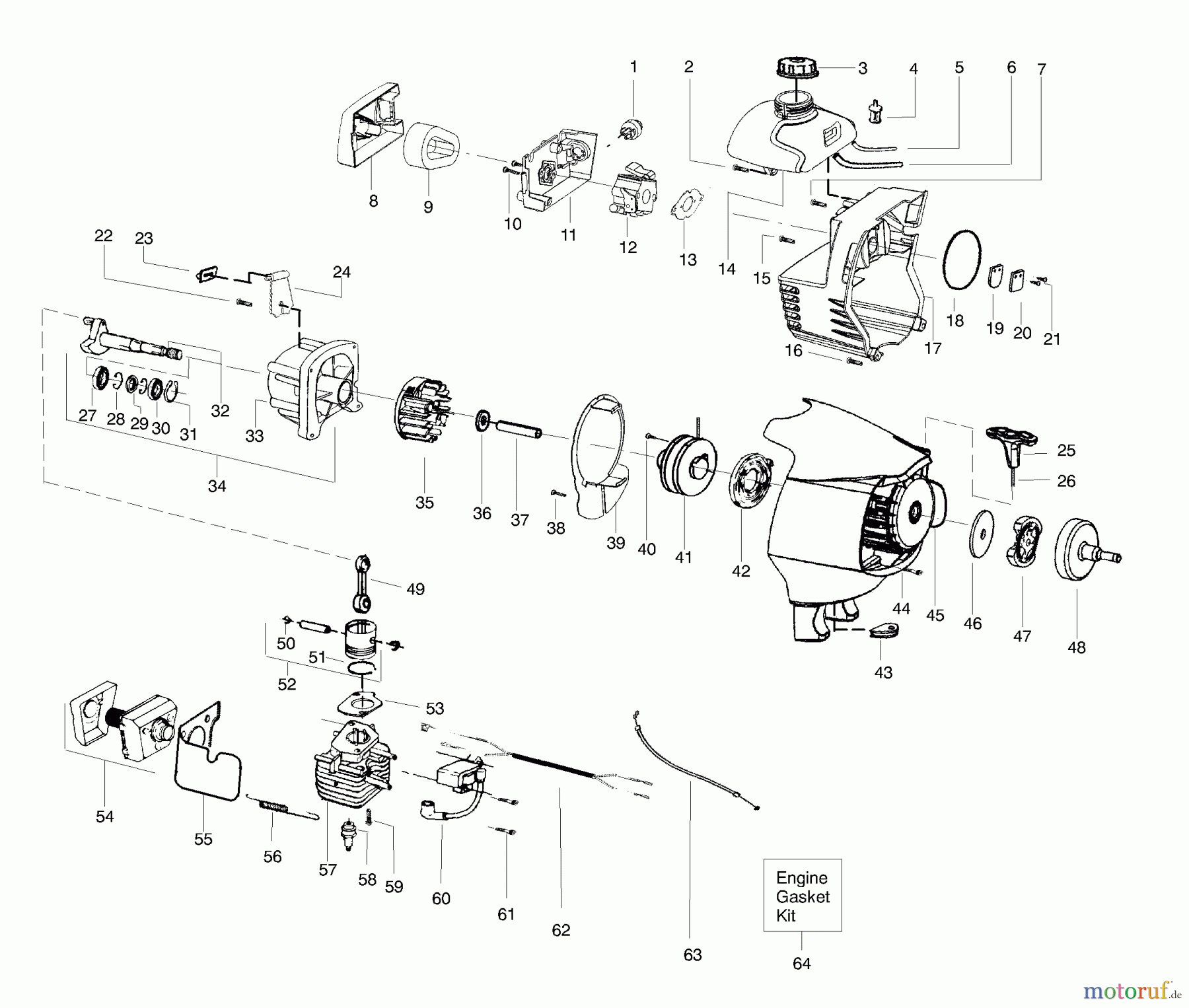 Poulan / Weed Eater Motorsensen, Trimmer PP035 - Poulan Pro String Trimmer Engine Assembly