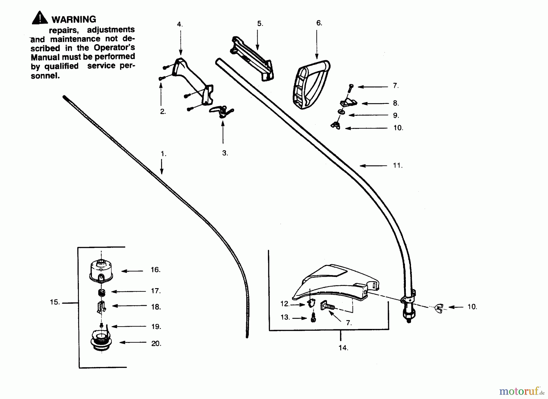 Poulan / Weed Eater Motorsensen, Trimmer PP113 - Poulan Pro String Trimmer DRIVE SHAFT & CUTTING HEAD