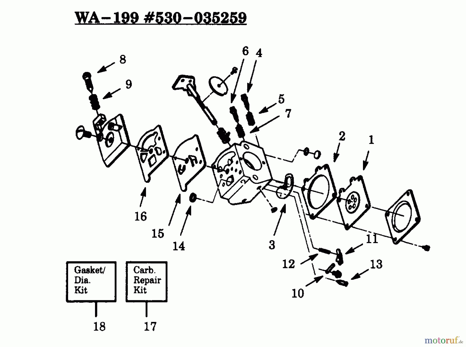Poulan / Weed Eater Motorsensen, Trimmer PP114 - Poulan Pro String Trimmer CARBURETOR WA-199