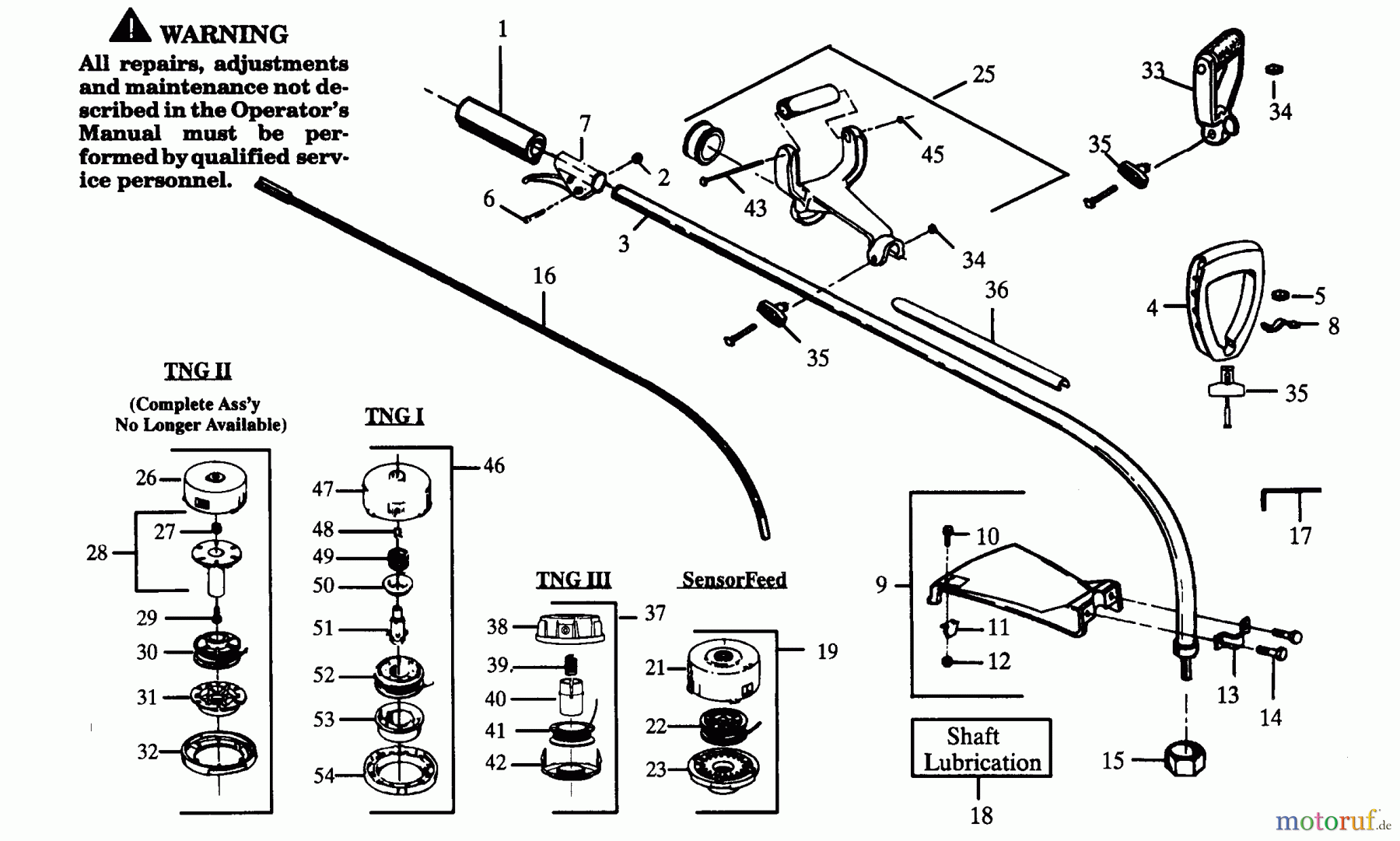 Poulan / Weed Eater Motorsensen, Trimmer PP114 - Poulan Pro String Trimmer DRIVE SHAFT & CUTTING HEAD