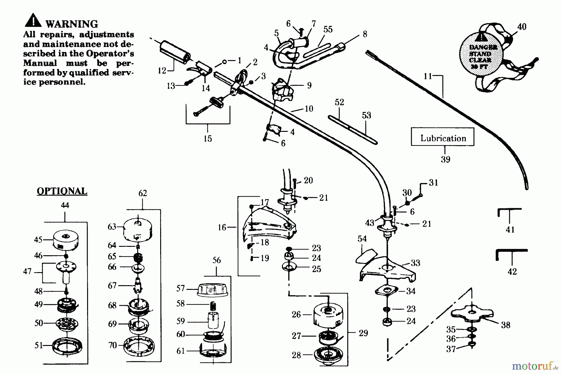 Poulan / Weed Eater Motorsensen, Trimmer PP117 - Poulan Pro String Trimmer CUTTING HEAD & DRIVE SHAFT ASSEMBLIES