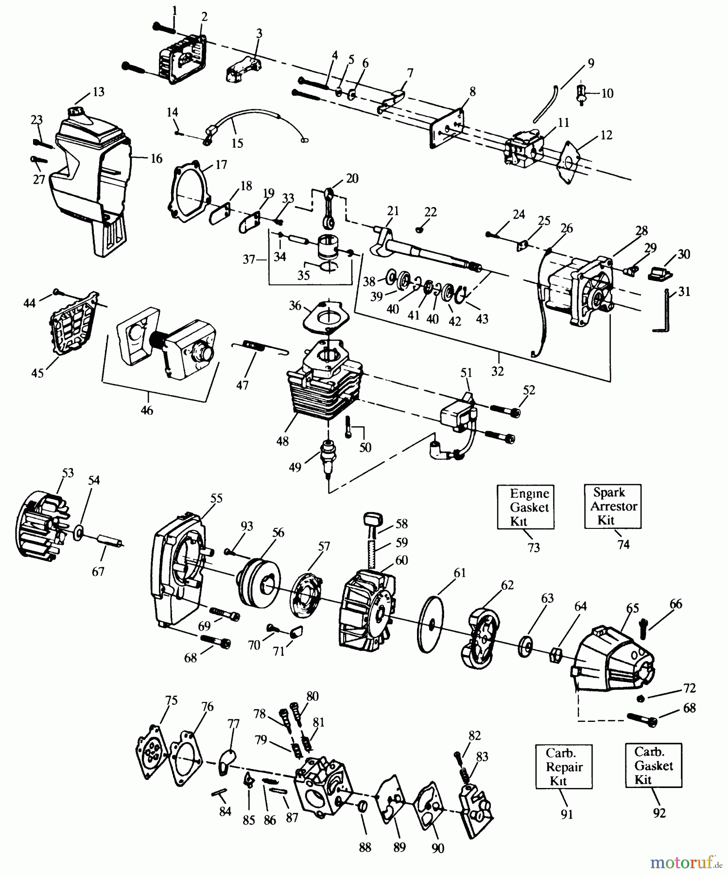 Poulan / Weed Eater Motorsensen, Trimmer PP117 - Poulan Pro String Trimmer ENGINE BLOCK & SHROUDS