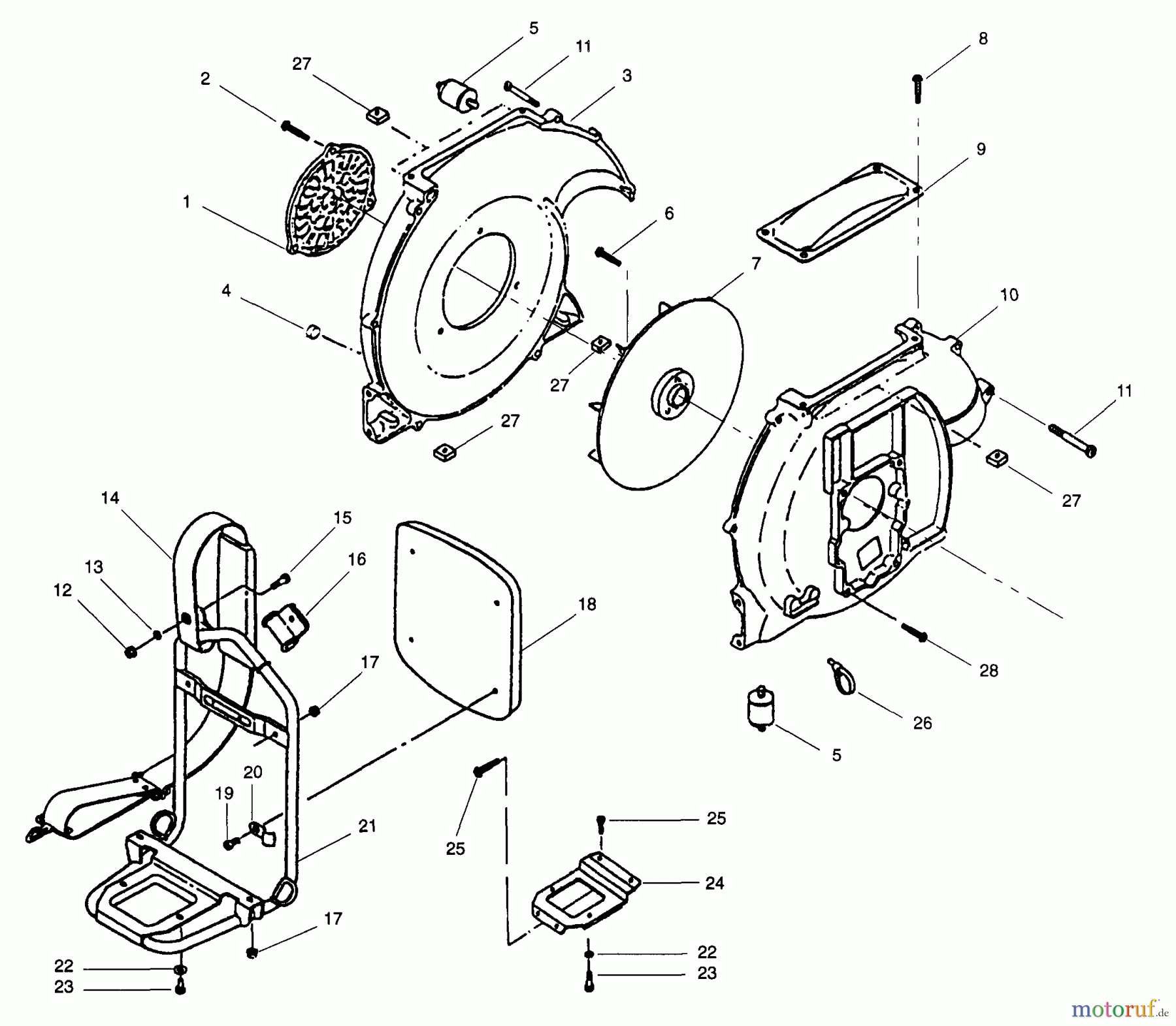 Poulan / Weed Eater Bläser / Sauger / Häcksler / Mulchgeräte PP442 - Poulan Pro Blower Fan, Frame & Shoulder Strap Assemblies