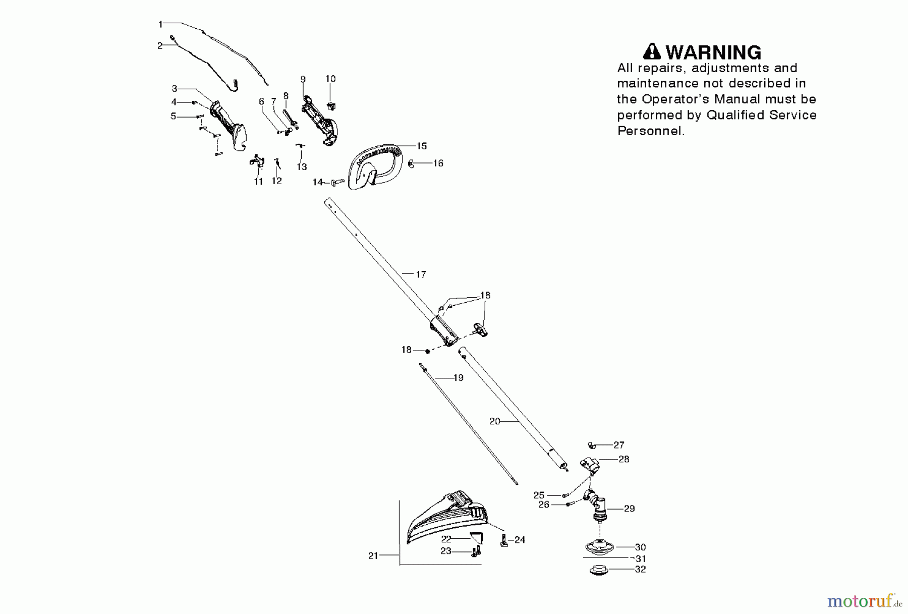 Poulan / Weed Eater Motorsensen, Trimmer PP130 (579060601) (966805601) - Poulan Pro String Trimmer (2011-10) HANDLE CONTROLS