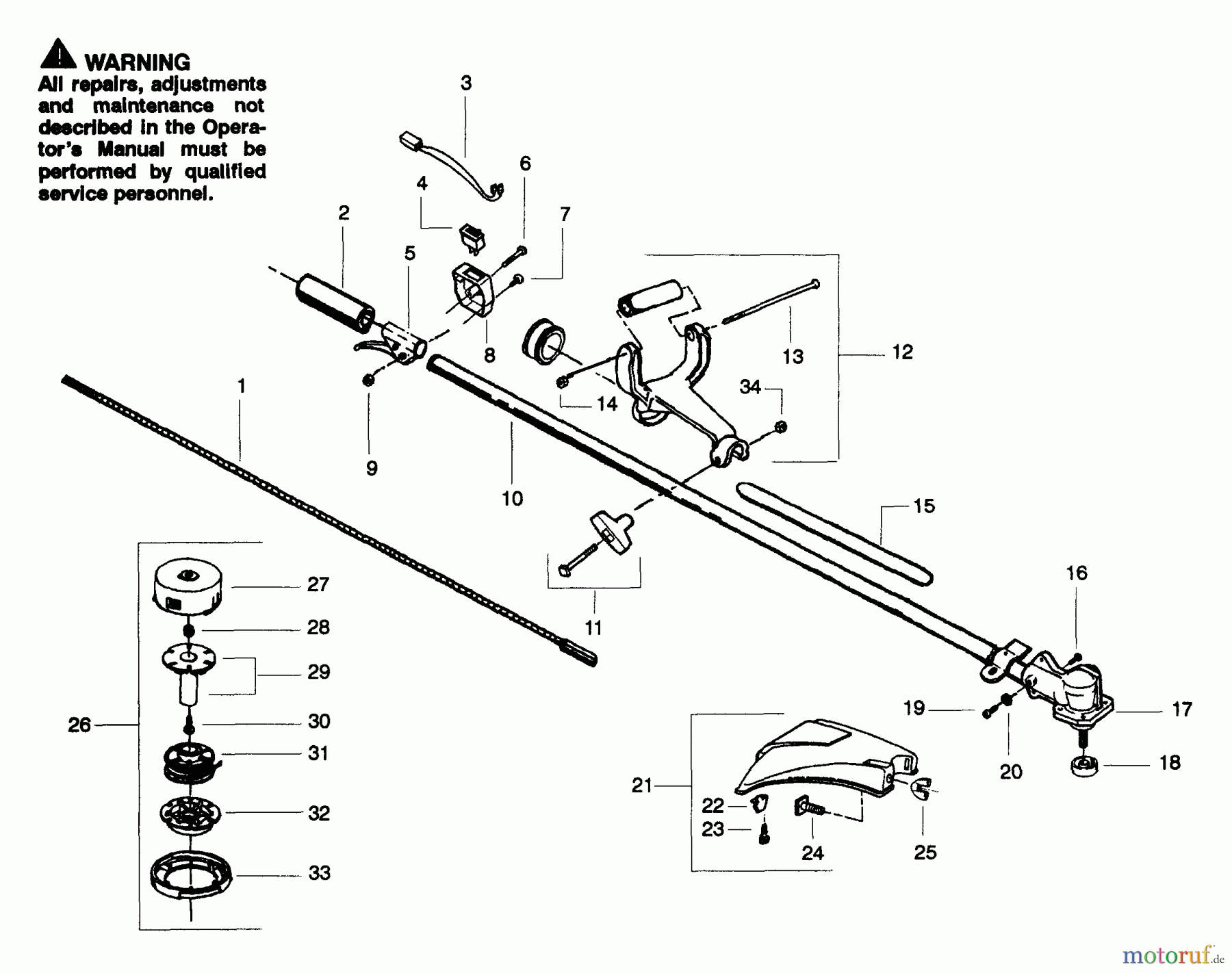 Poulan / Weed Eater Motorsensen, Trimmer PP176 - Poulan Pro String Trimmer Drive Shaft & Cutting Head